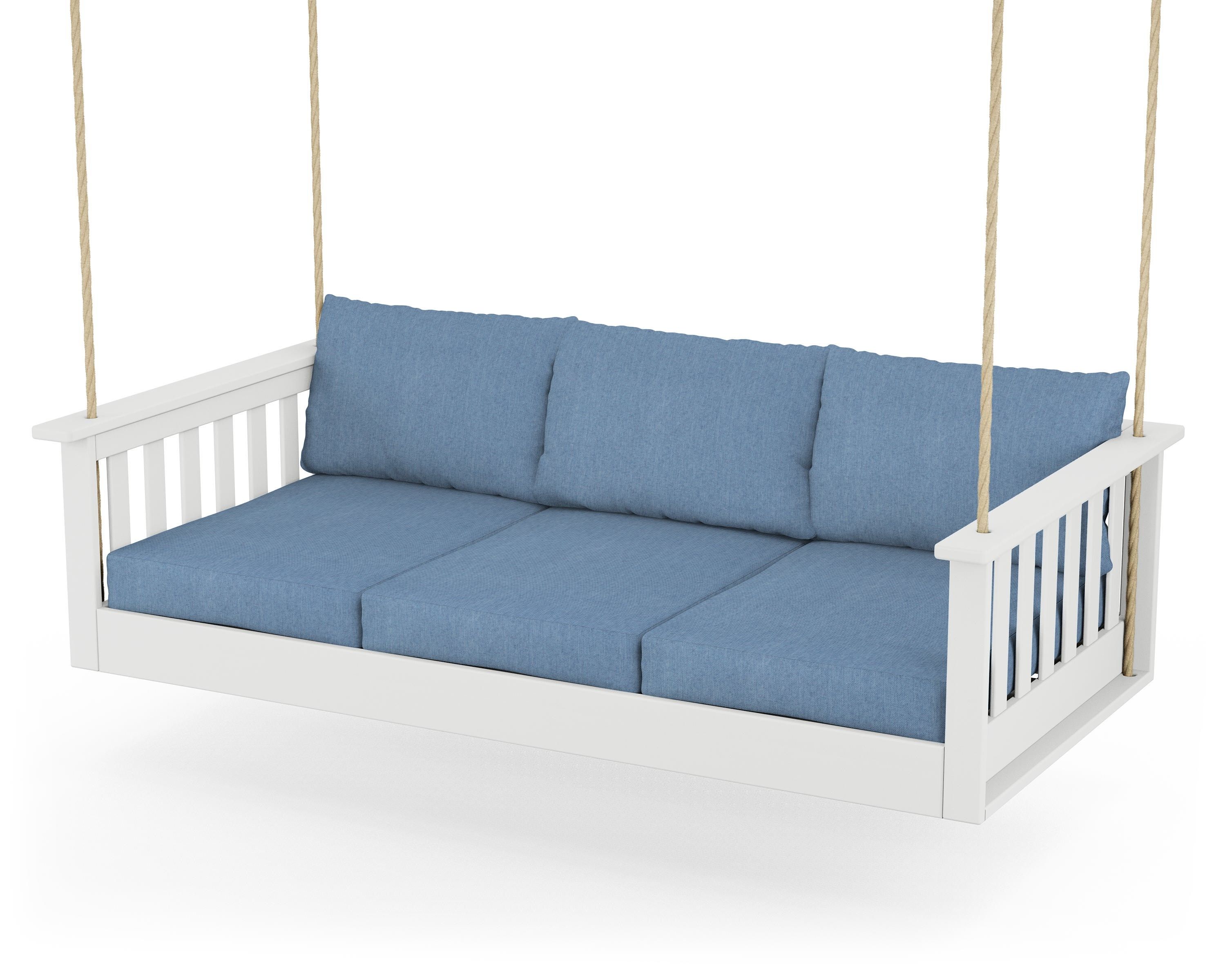 POLYWOOD GNSB3775WH-161147 Vineyard 2 -person White / Sky Blue HDPE Outdoor Swing