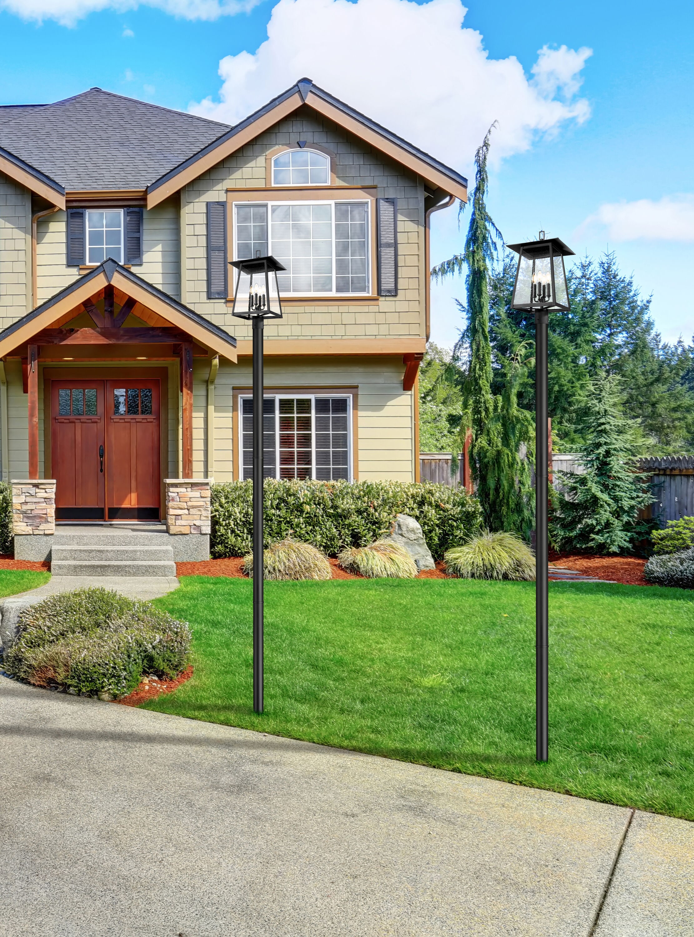 Z-Lite 5015PHBR-5009P120-BK Complete-Post-Lights - View #2