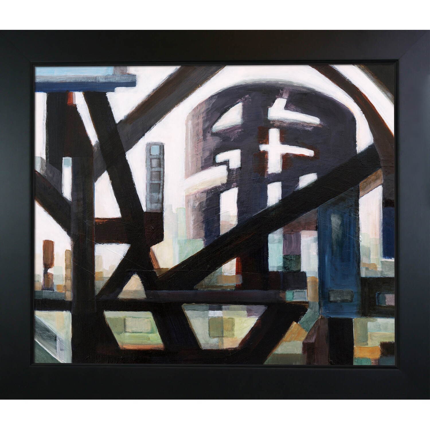 ArtistBe 688576398297 Cityscape Clive Watts Black Wood Framed 24.75-Inches H x 28.75-Inches W Cityscape Canvas Print
