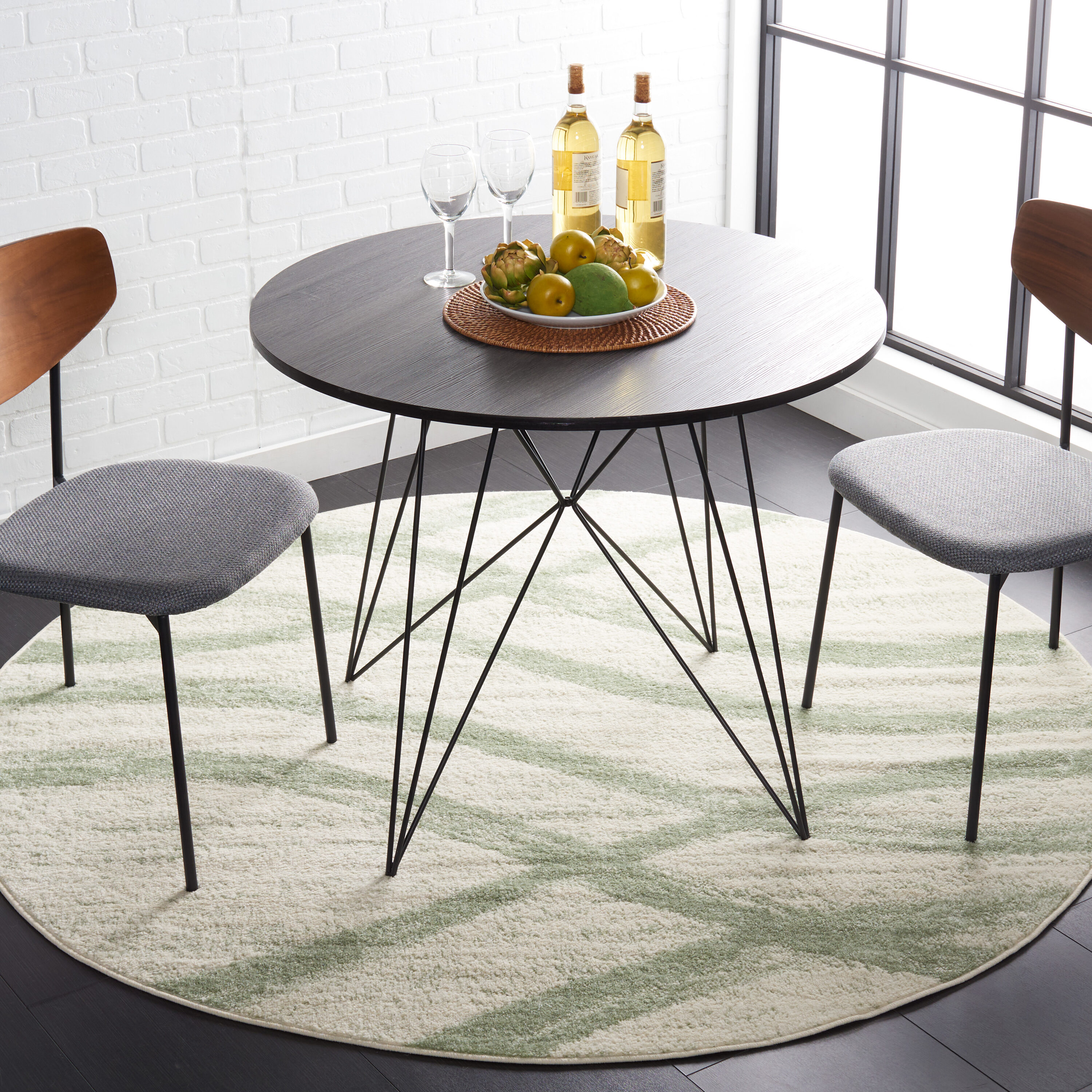 Adirondack  125A Ivory/Sage 6ft x 6ft Round Rug