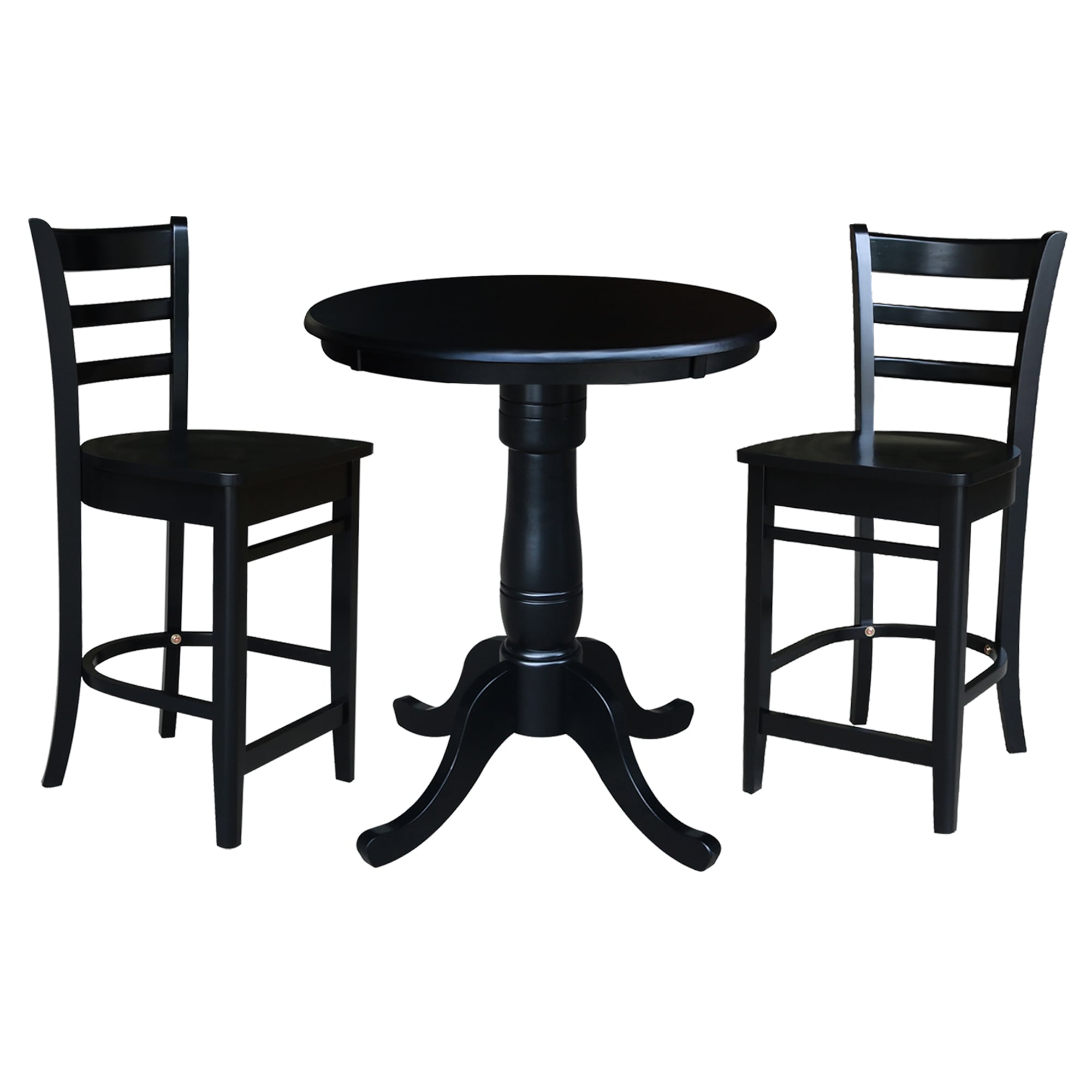 International Concepts K46-30RT-S6172-2 Black Traditional Dining Room Set with Round Table ( Seats 2 )