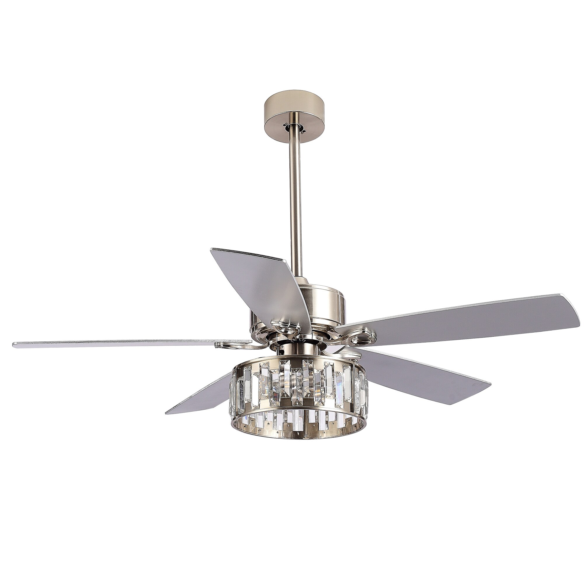 Breezary 52-in Nickel LED Indoor Chandelier Ceiling Fan with Light