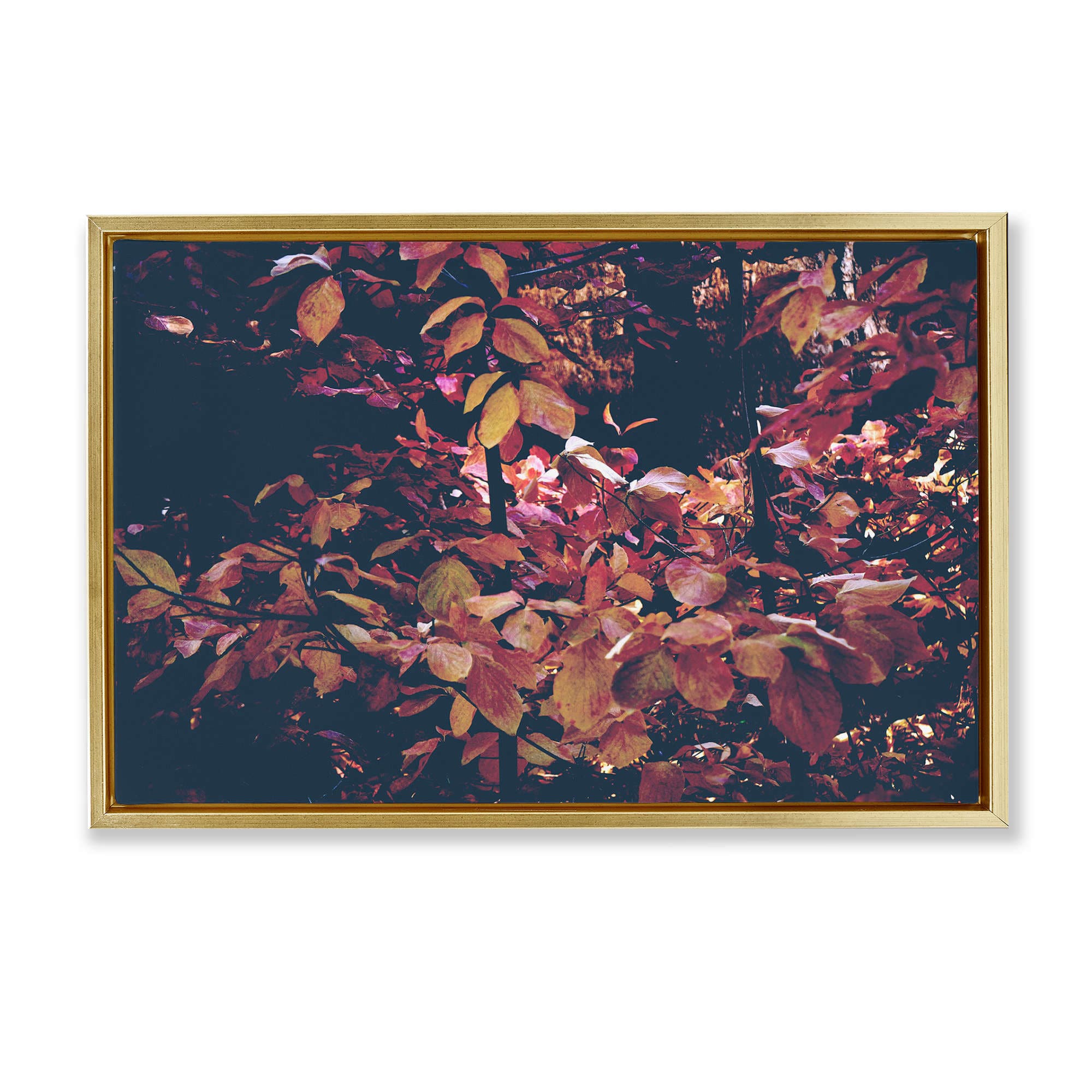 Stupell Industries BU-141-FFG-20X30 Dusky Forest Leaves Gold Framed Floater Canvas Wall Art By Gemma Bardot 31 x 21
