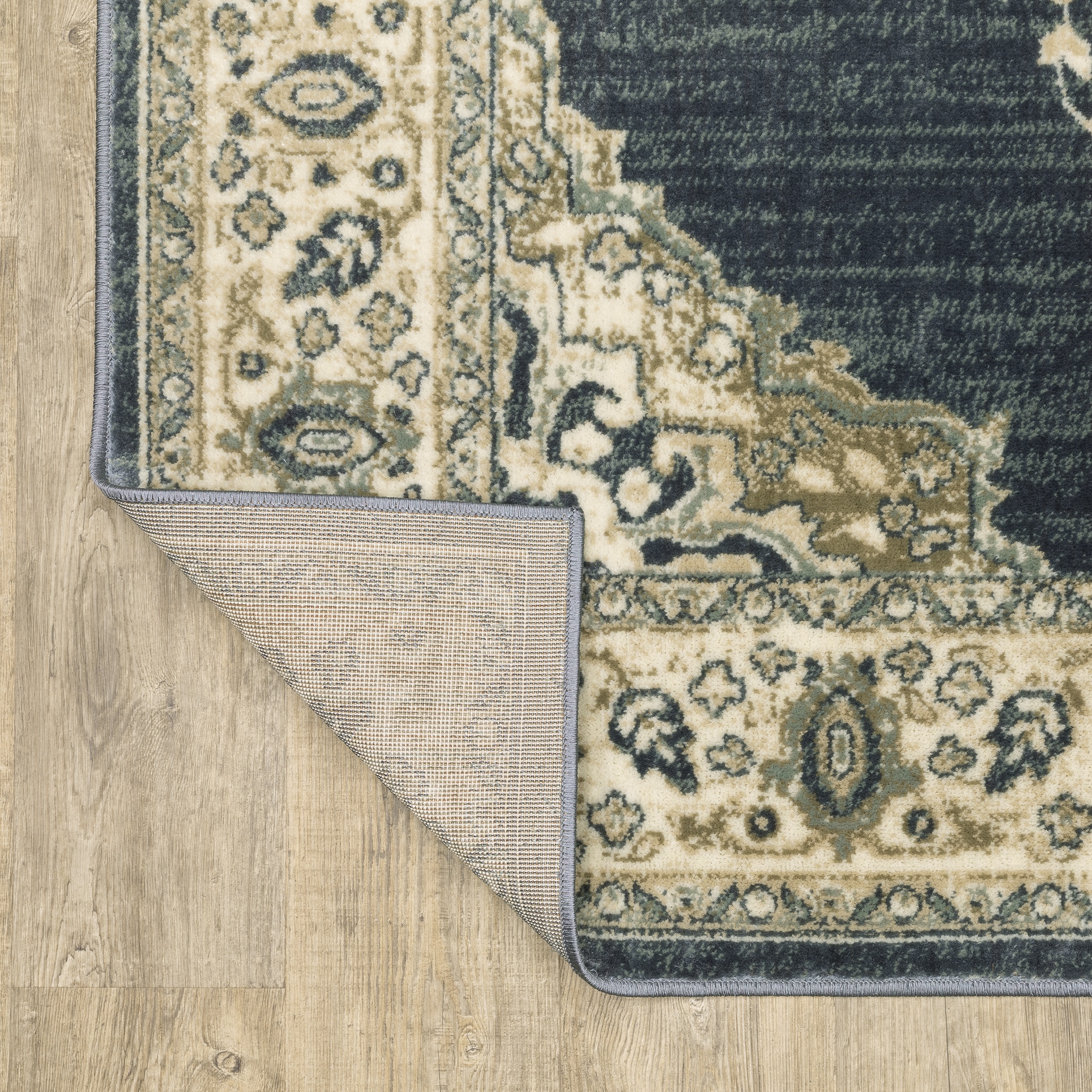 allen + roth with STAINMASTER Lydia 5 X 7 (ft) Blue-ivory Indoor/Outdoor  Medallion Area Rug in the Rugs department at