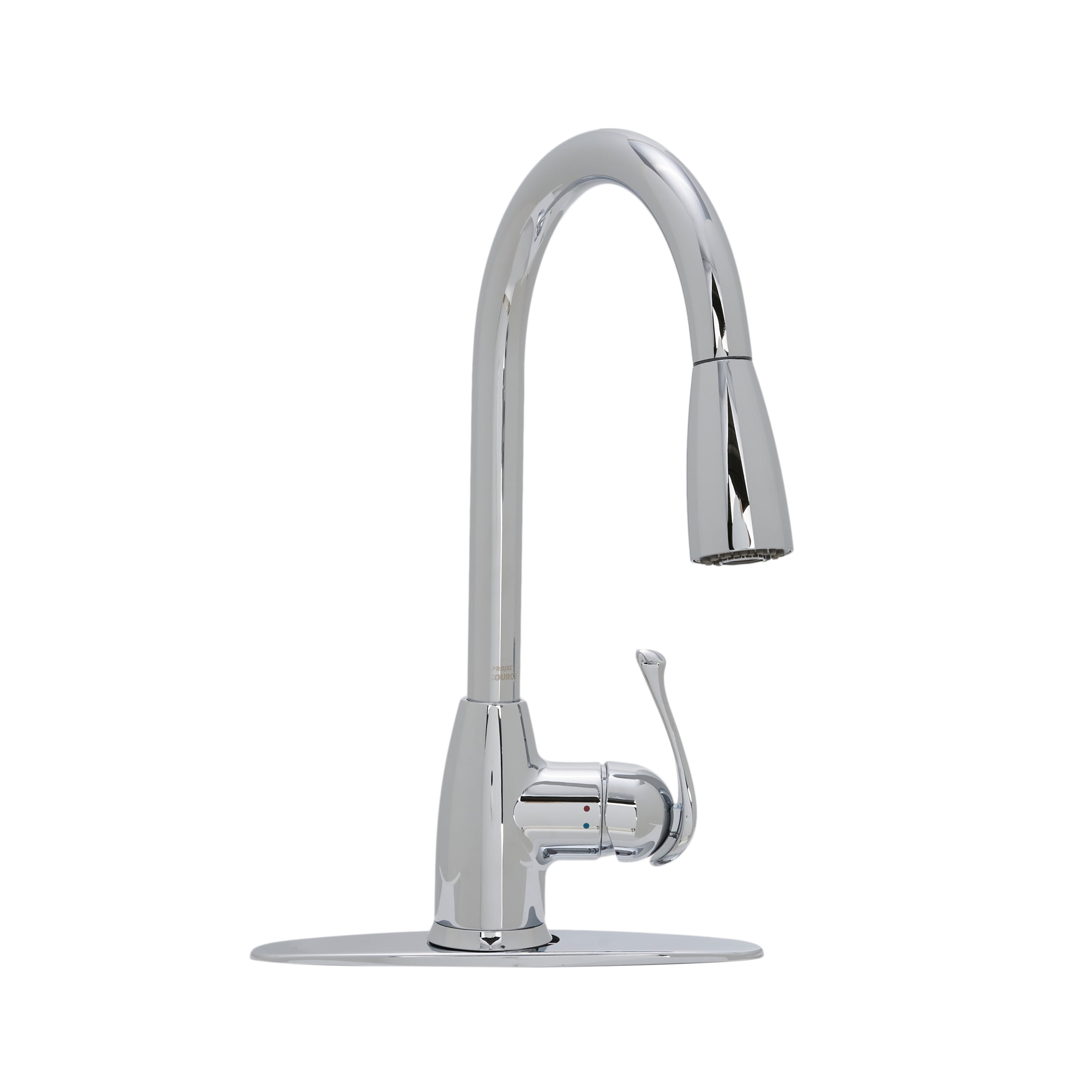 Project Source Tucker Chrome Single Handle Pull-down Kitchen Faucet with  Deck Plate in the Kitchen Faucets department at