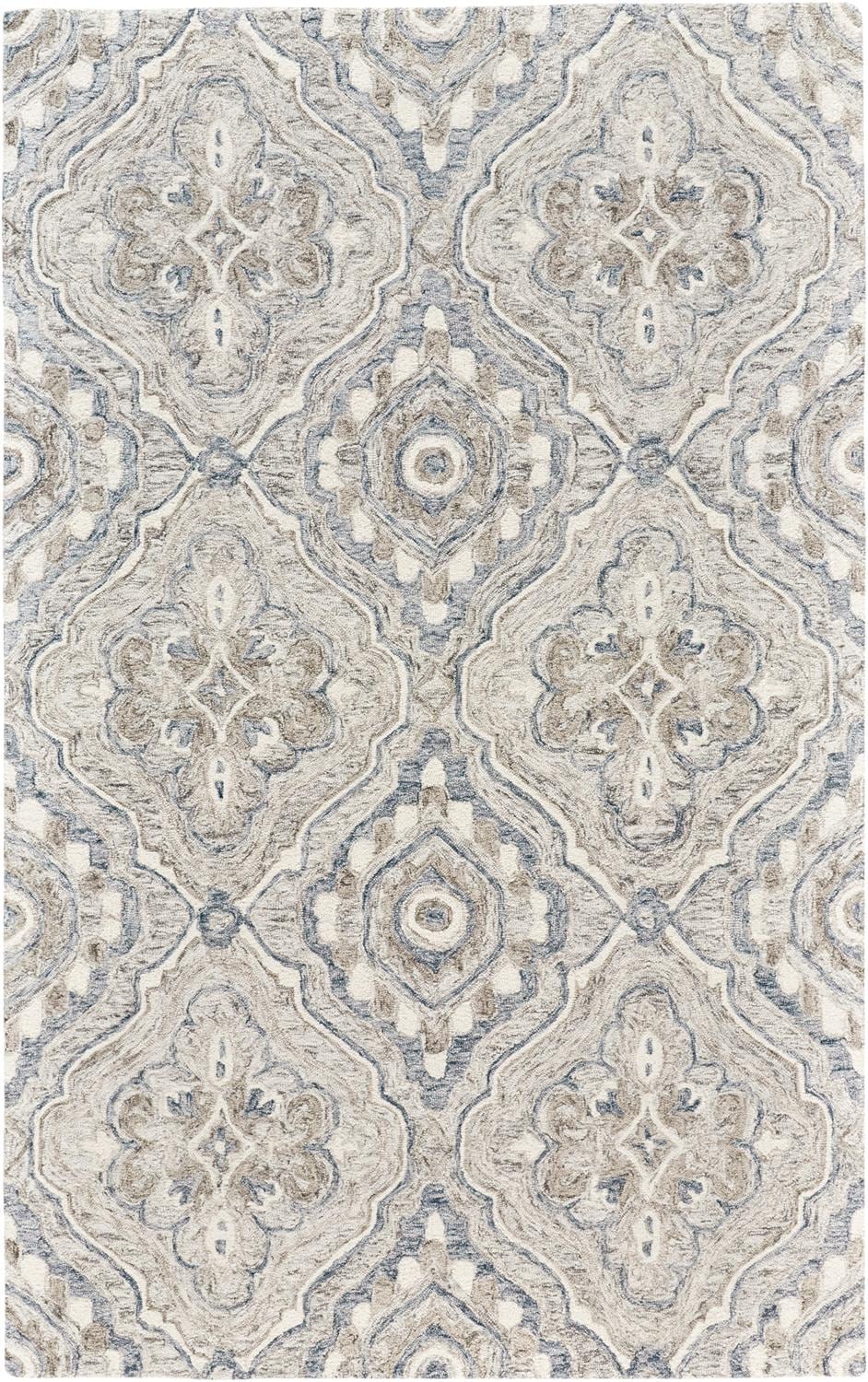 Room Envy 868R8072BRNGRYP00 2 x 3 (ft) Tufted Wool Taupe/Blue/Gray Rectangular Indoor Medallion Area rug