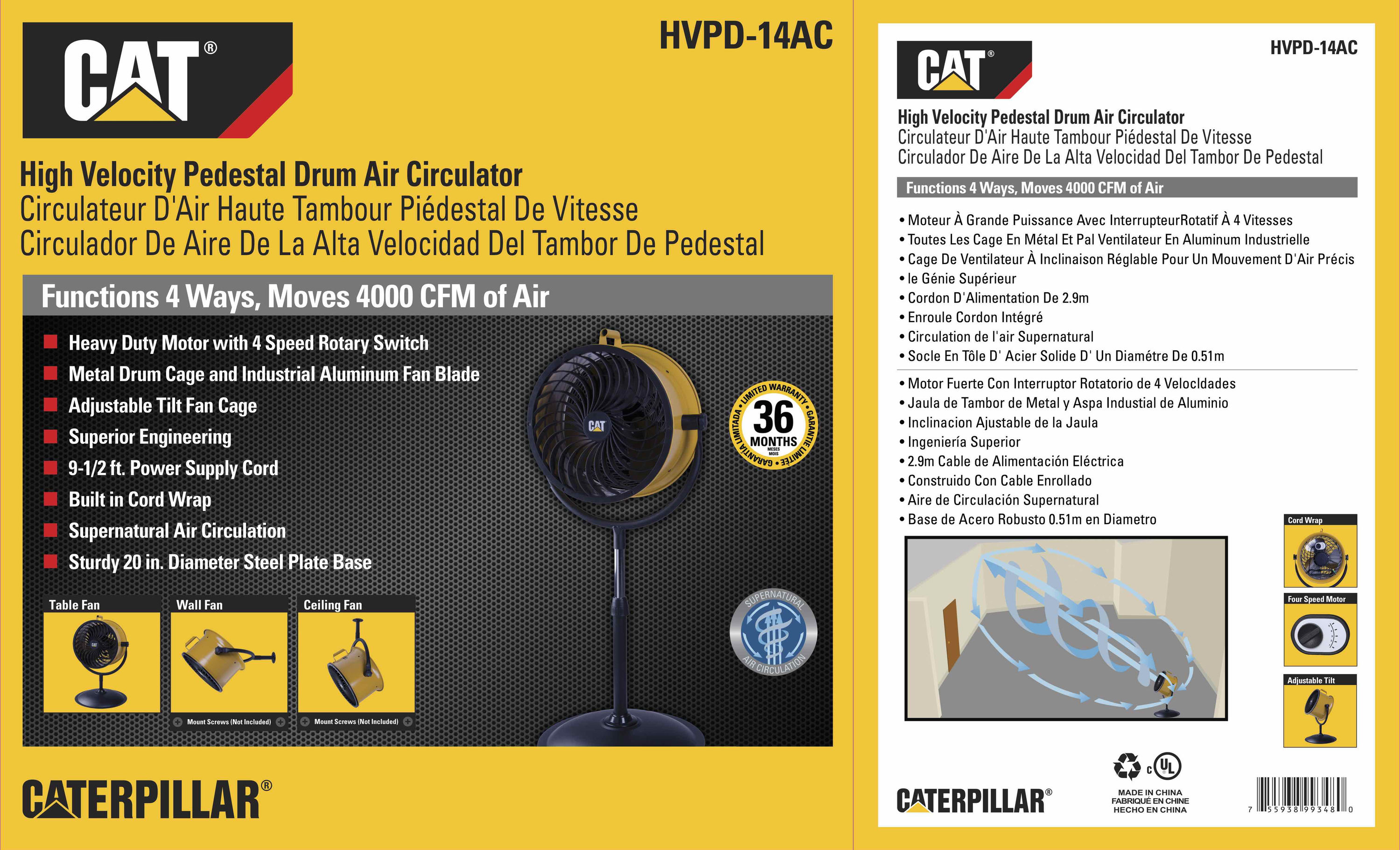 Caterpillar 14 in. High-Velocity Pedestal Drum Air Circulator Fan at  Tractor Supply Co.