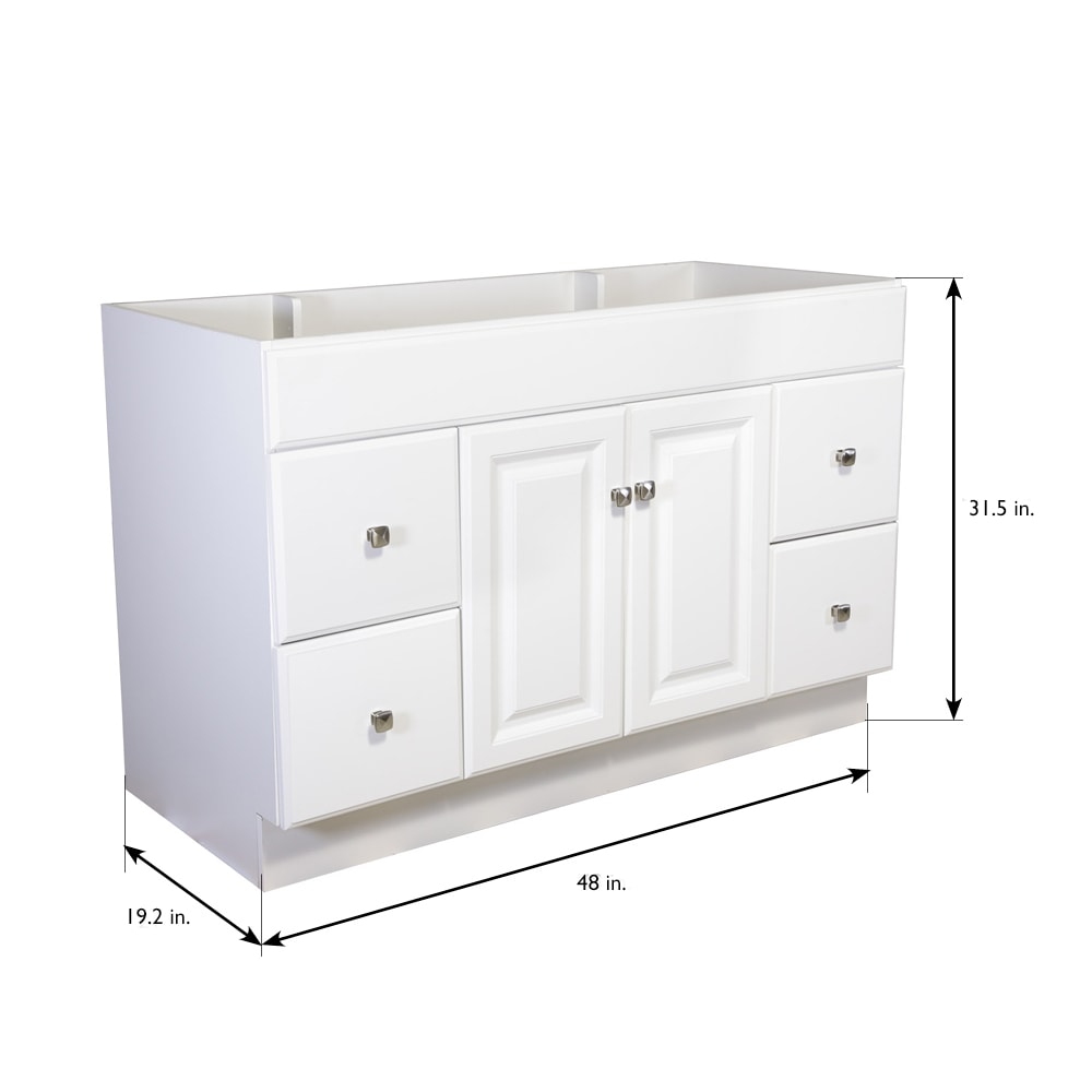 Design House Wyndham 48-in White Bathroom Vanity Base Cabinet without ...