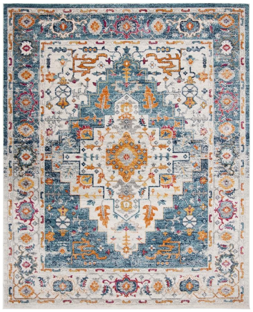 Safavieh MAD156K-8 Madison Lujia 8 x 10 (ft) Loomed Polypropylene Turquoise/Ivory Rectangular Indoor Distressed/Overdyed Vintage Area rug
