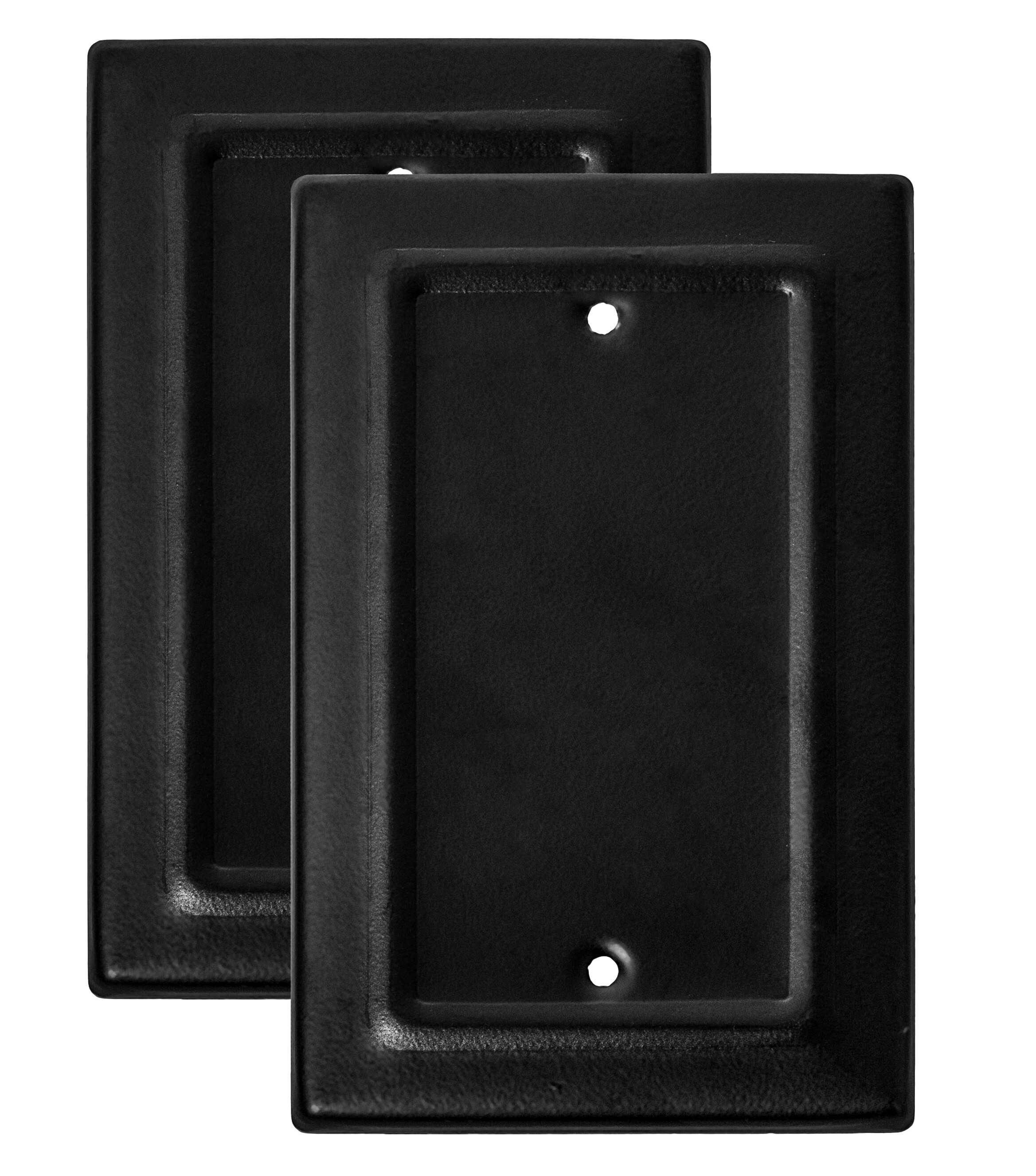 Monarch Abode 19165 Architectural 1 -Gang Standard Size Matte Black Metal Indoor Blank Wall Plate 2 -Pack