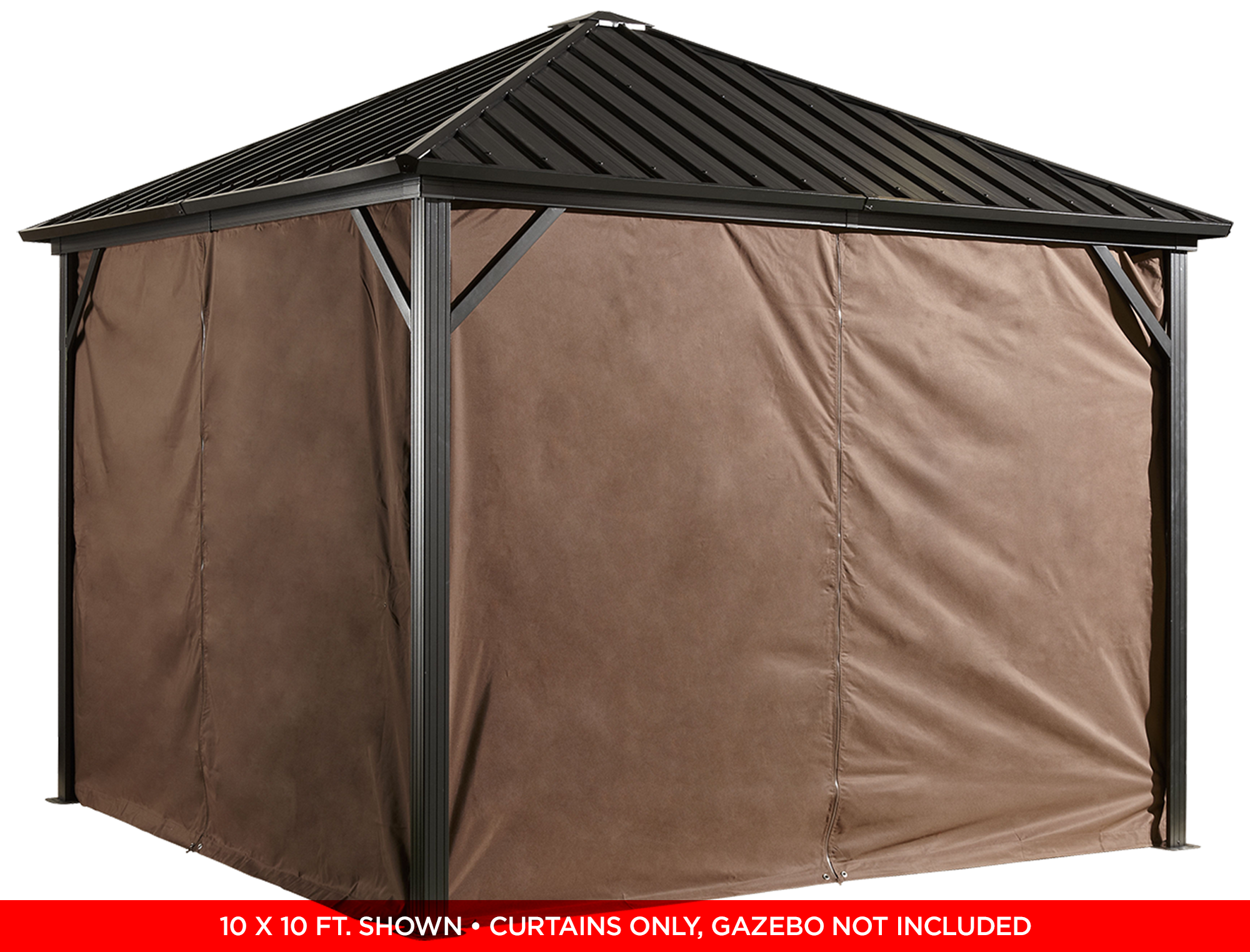 Dakota Brown Polyester Gazebo Curtain Panels Set
