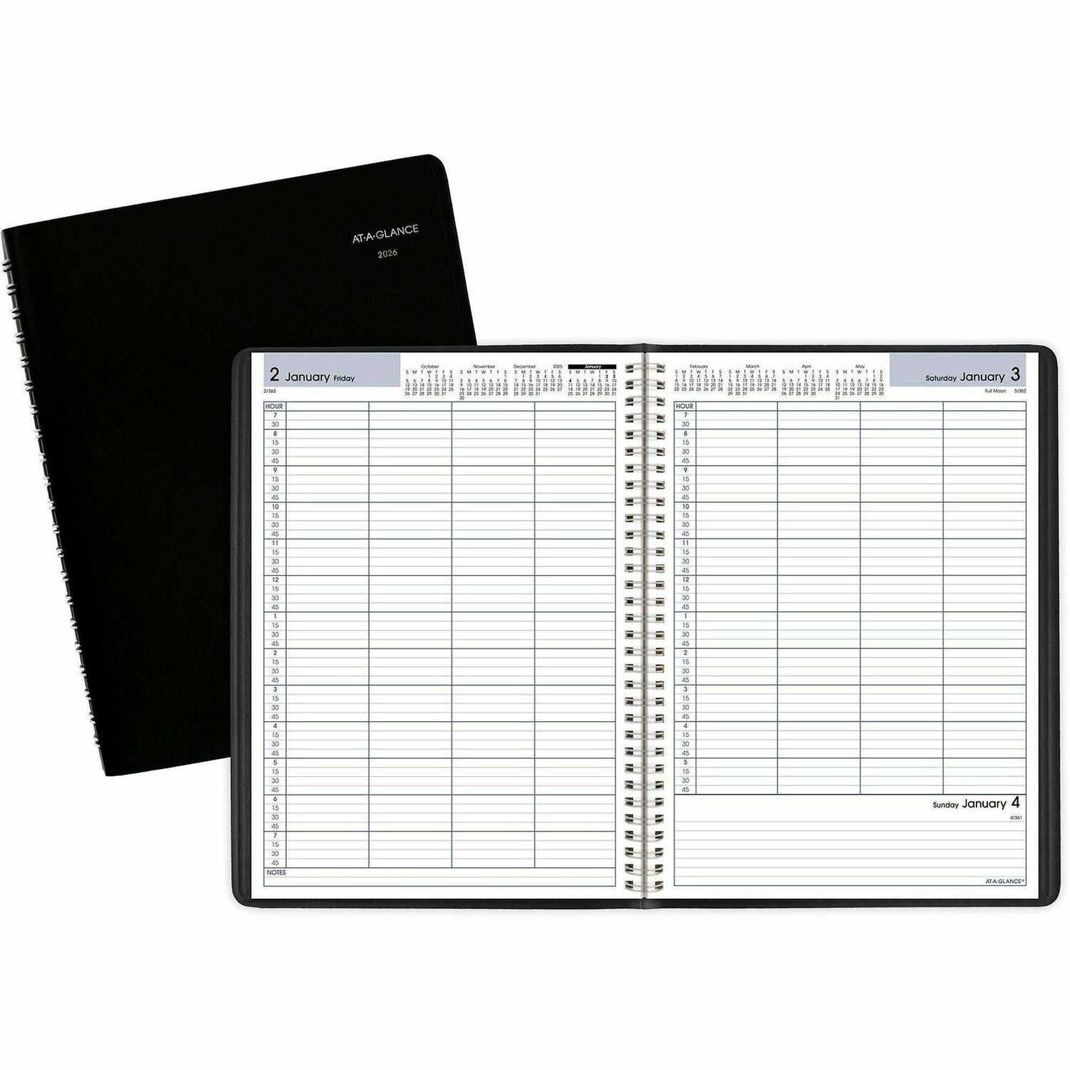 AT-A-GLANCE SPRAAGG56000 DayMinder Four Person Group Daily Appointment Book  11 x 8  Black Cover  12 Month Jan to Dec 2026