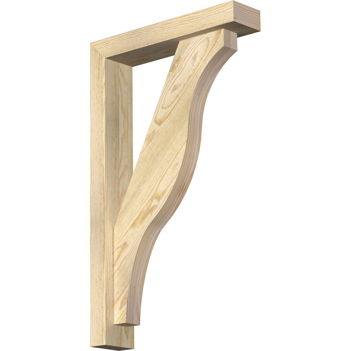 Ekena Millwork 1462415 Funston Block Rough Sawn Bracket with Offset Brace 4-in x 18-in x 30-in Douglas fir Brown Wood Standard bracket