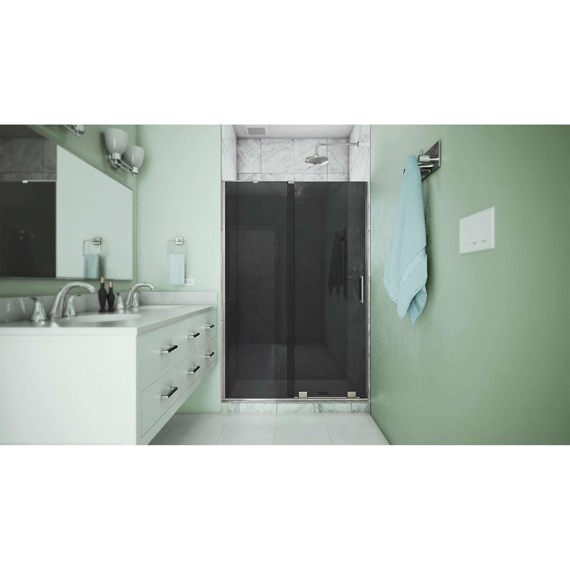 DreamLine  SlimLine 36-in W x 48-in L White Single Threshold Rectangle Shower Pan Base Kit with 1.75-in H Threshold (Center Drain)