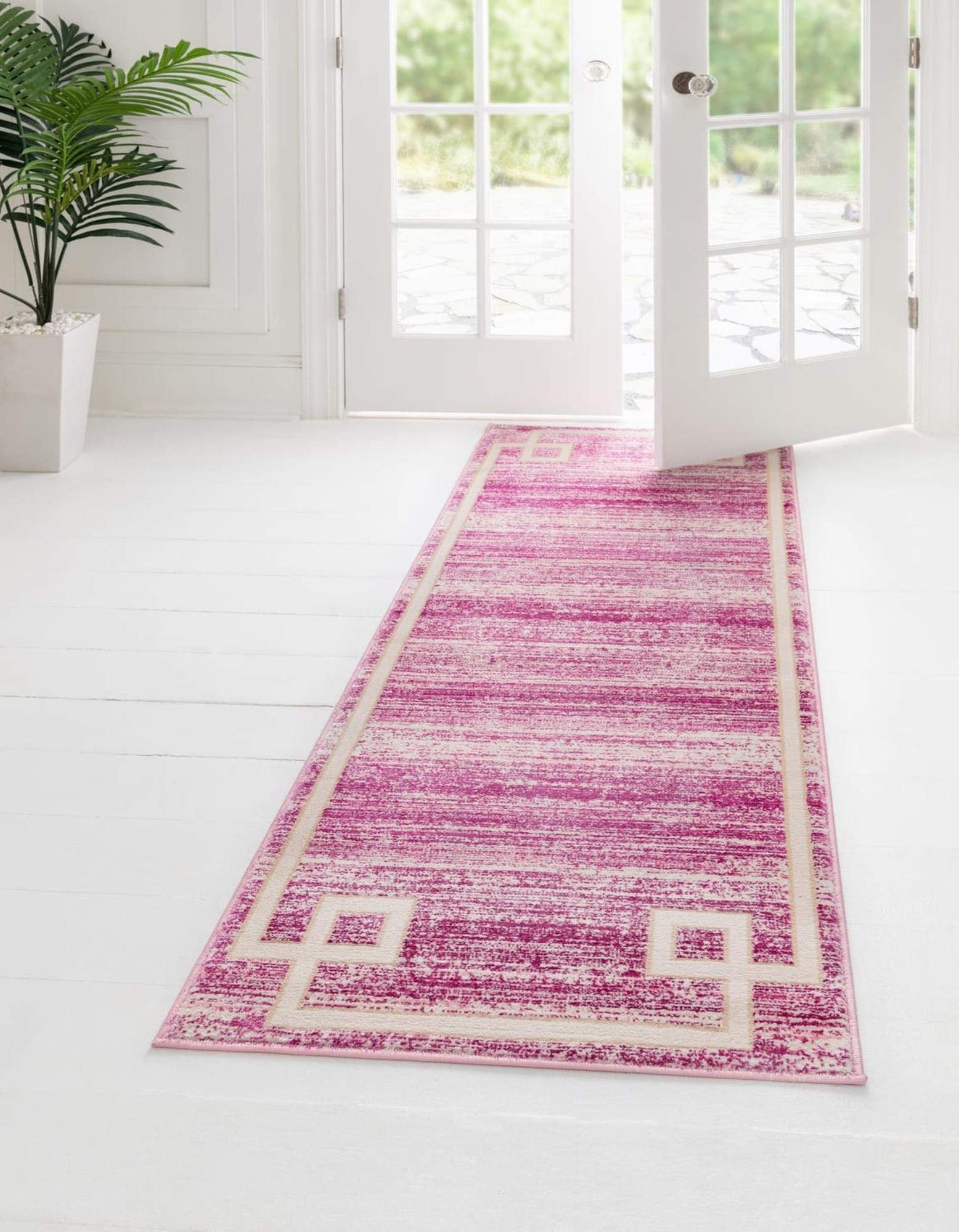Unique Loom 3187049 Jill Zarin Uptown 3 x 8 (ft) Loomed Polypropylene Pink Rectangular Indoor Coastal Runner