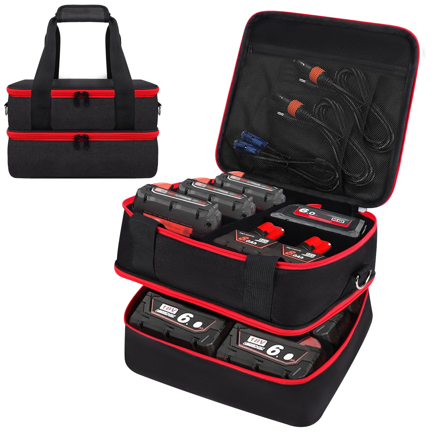 DYRCJ  power cell Storage Case for Milwaukee M12 M18 18V 20V Tool power cells and Charger Organizer Box Holder Portable Carrying Bag