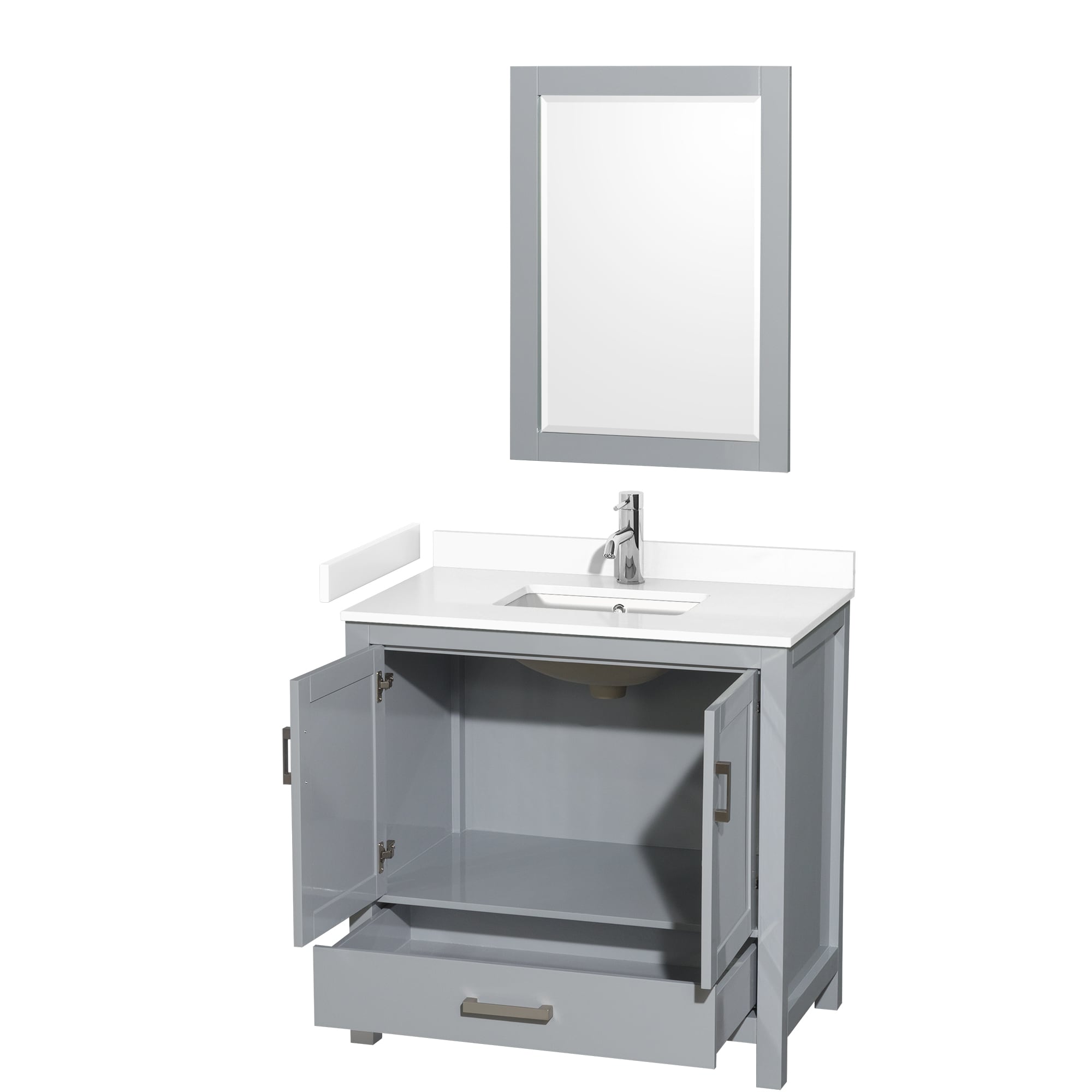 Wyndham Collection WCS141436SGYWCUNSM24 Bath-Vanity-Combo - View #2