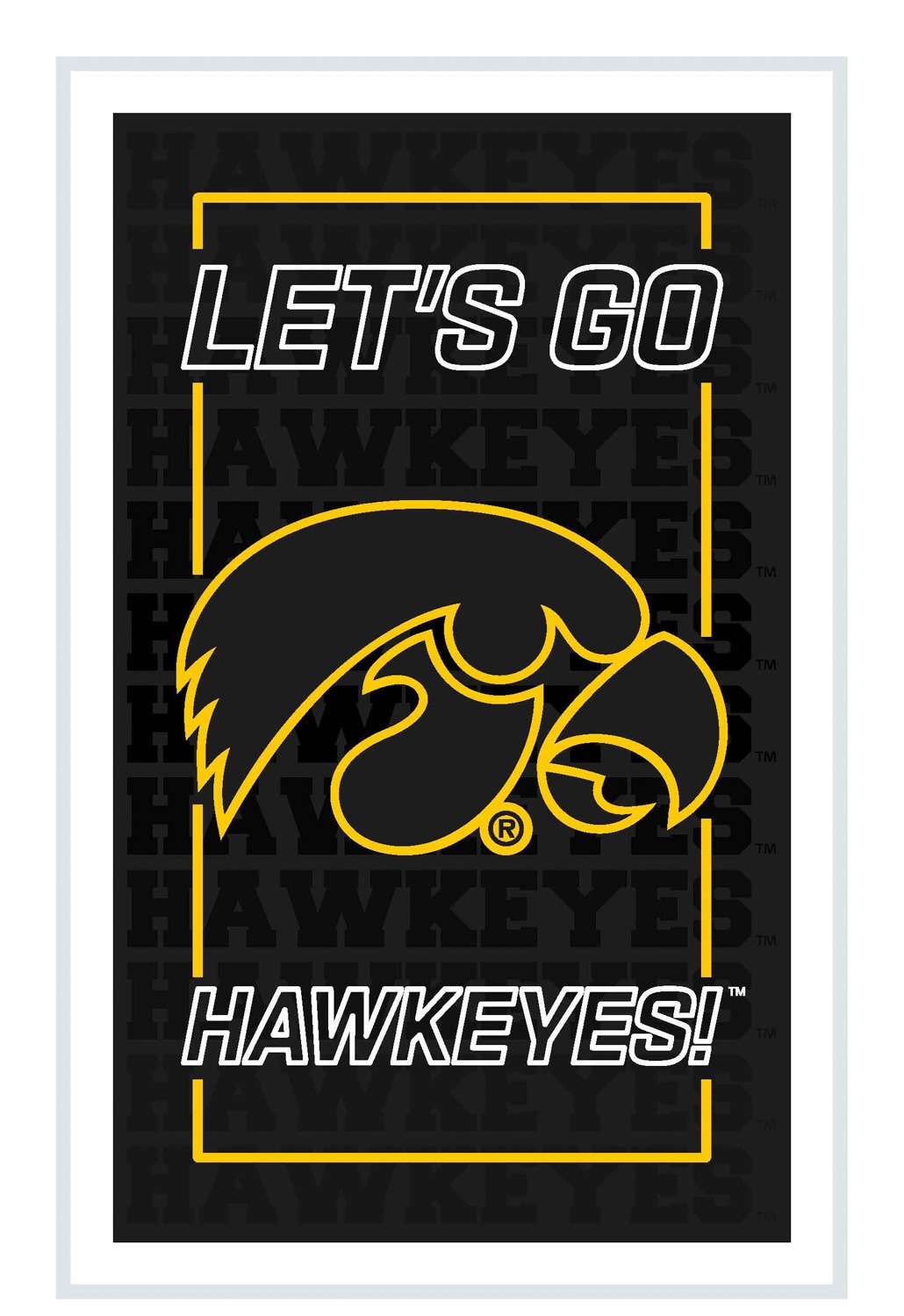 Evergreen 8LED980NLRT Iowa Hawkeyes 14-Inches W x 22-Inches H Acrylic Sports Wall Phrases Wall accent