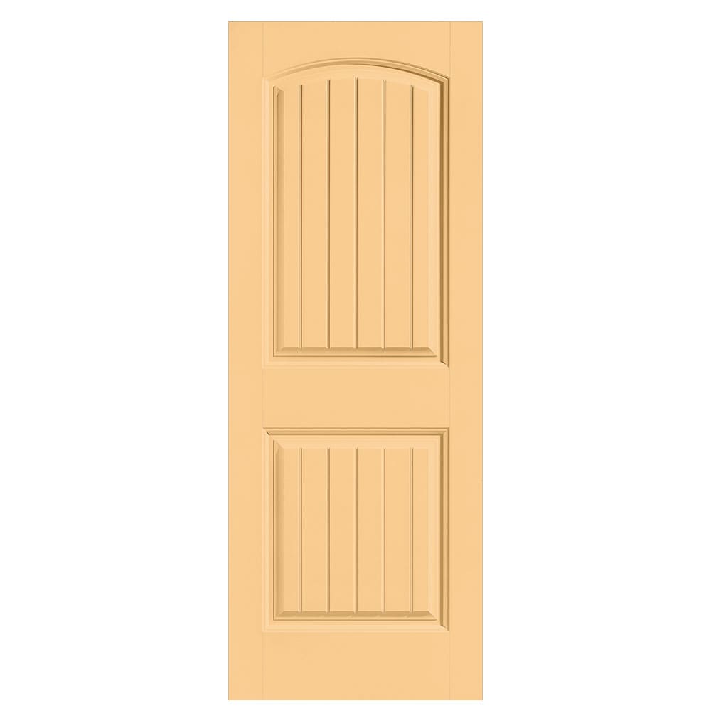 Masonite 1443467 Cheyenne 30-in x 80-in Marigold 2-panel round top plank Smooth Hollow core Prefinished Molded composite Slab Door