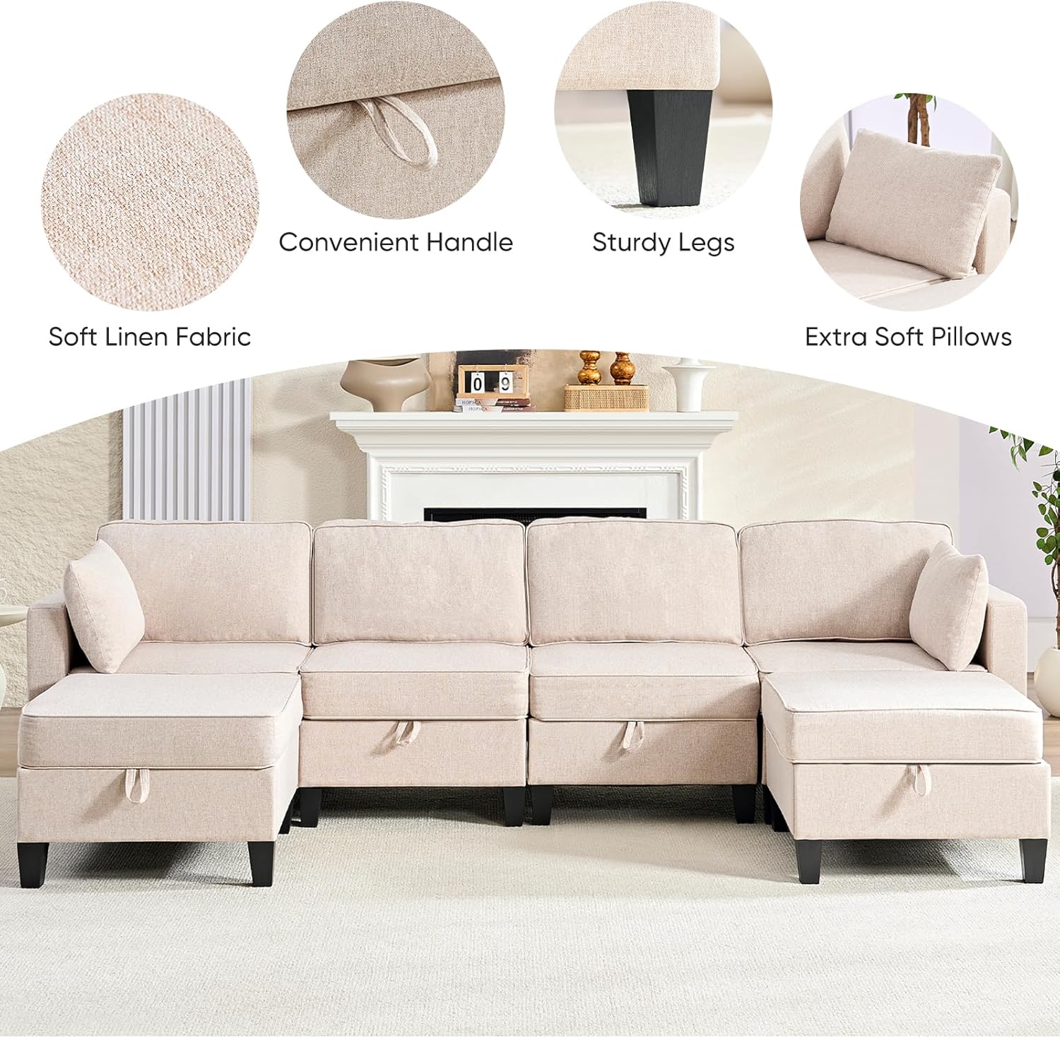 Mjkone LW11303-BEIGE Sofas-Loveseats - View #6
