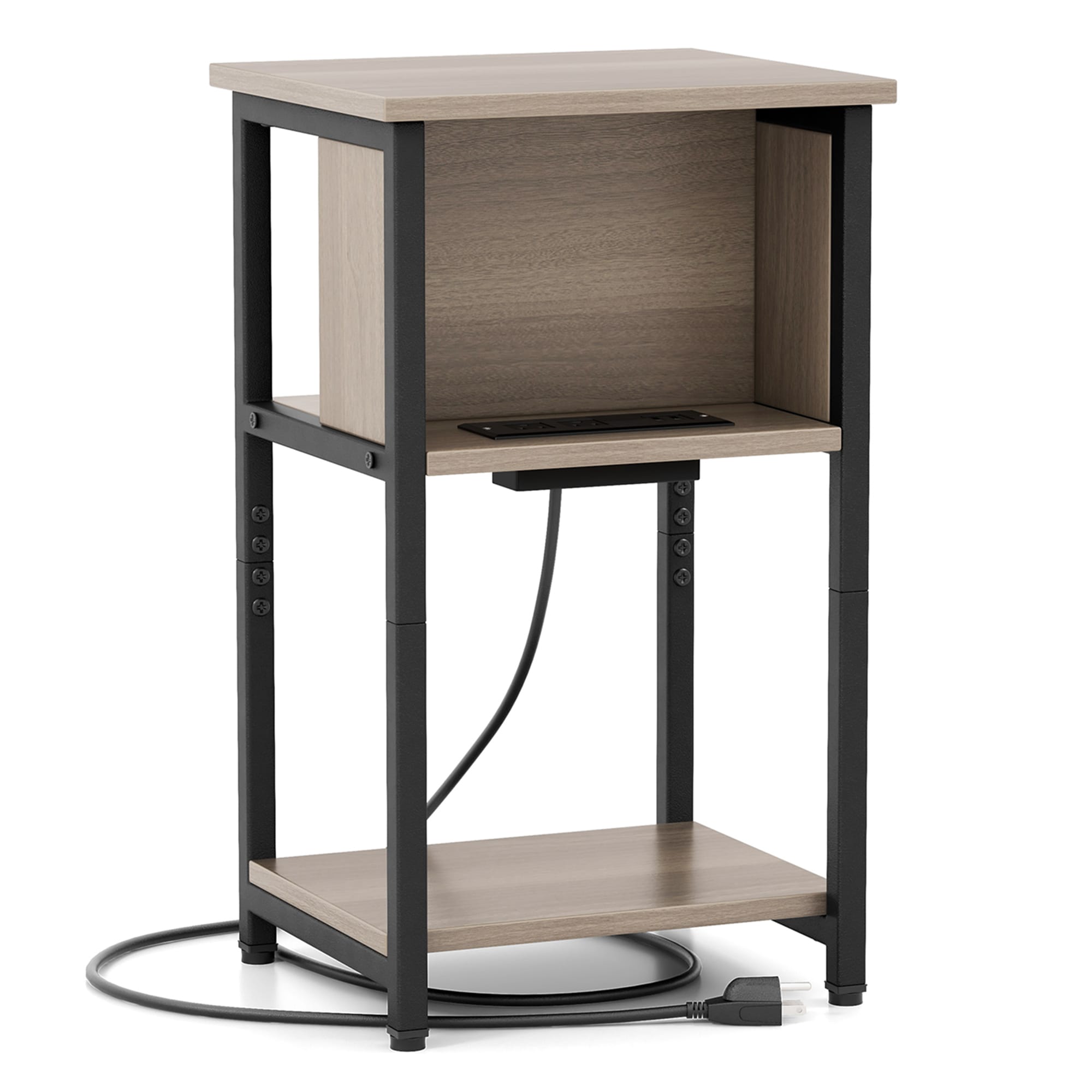 Costway HCST01127 Grey Black Fir Nightstand