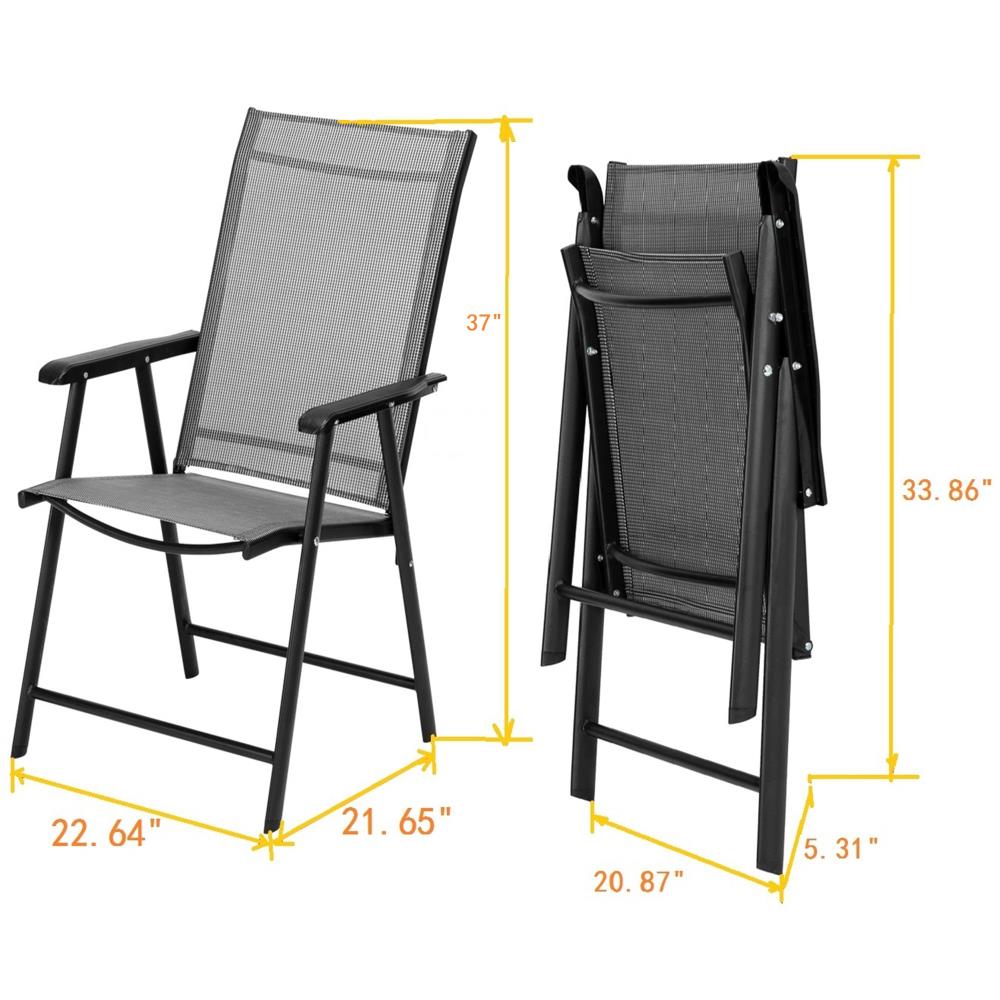 Clihome 4 Black Steel Frame Stationary Dining Chair(s) with Gray Sling ...