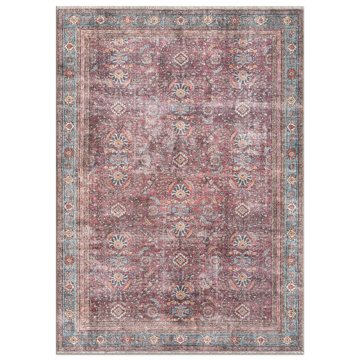 World Rug Gallery 6038MULTI8X10 8 x 10 (ft) Loomed Polyester Multi Rectangular Indoor Distressed/Overdyed Vintage Area rug