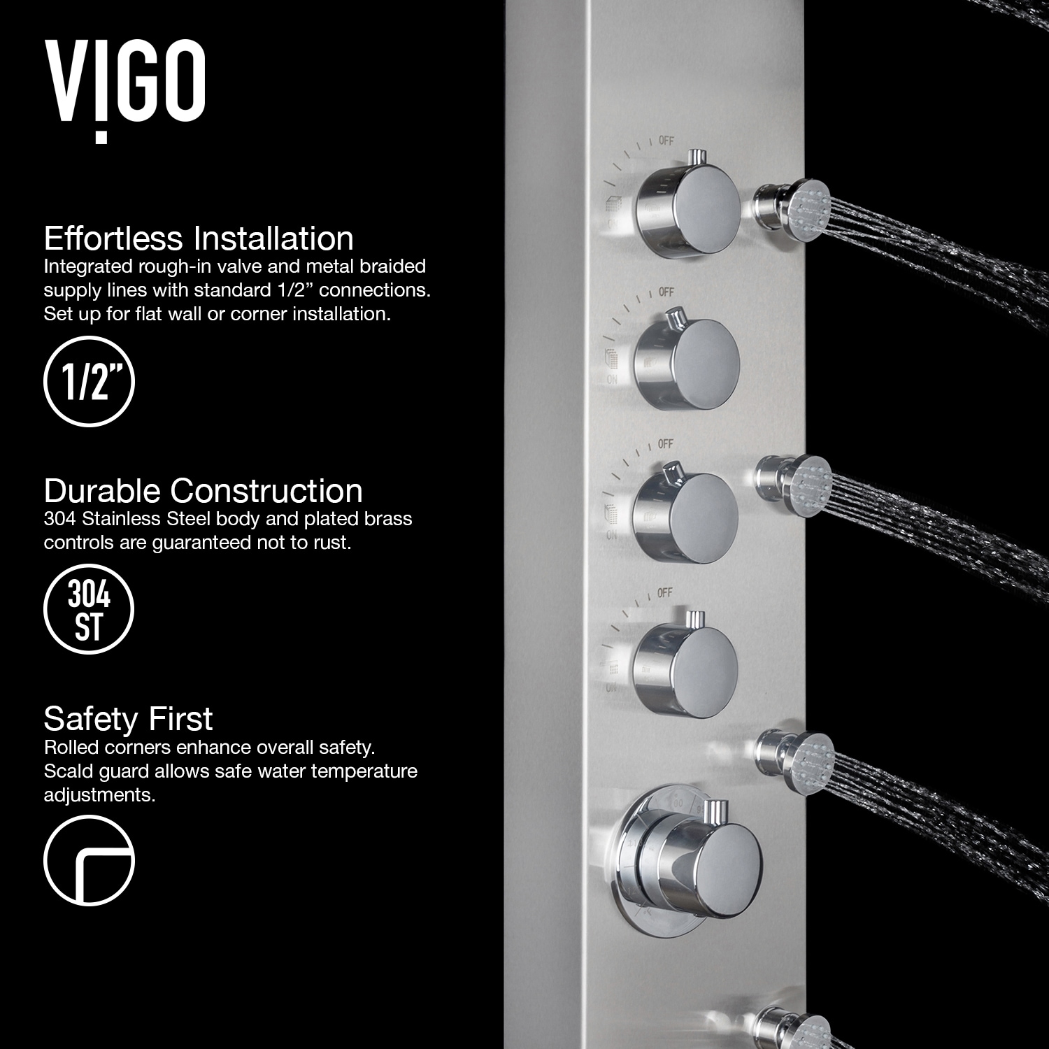 VIGO VG08005 Showerhead-Bar-Panels - View #4