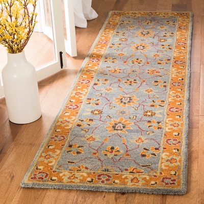 Safavieh Heritage Anand 2 x 8 Blue/Rust Indoor Floral/Botanical Oriental Handcrafted Runner Safavieh Heritage Anand 2 x 8 Blue/Rust Indoor Floral/Botanical Oriental Handcrafted Runner