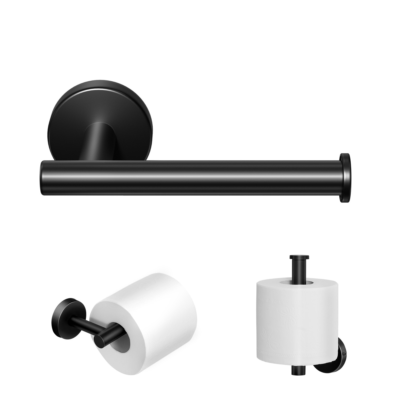VEVOR Toilet Paper Holder  Fits Mega Rolls Size  Premium Stainless Steel Rustproof Material  Wall Mounted with Screws  Toilet Roll Tissue Holder for Bathroom  Washroom  Kitchen  Matte Black