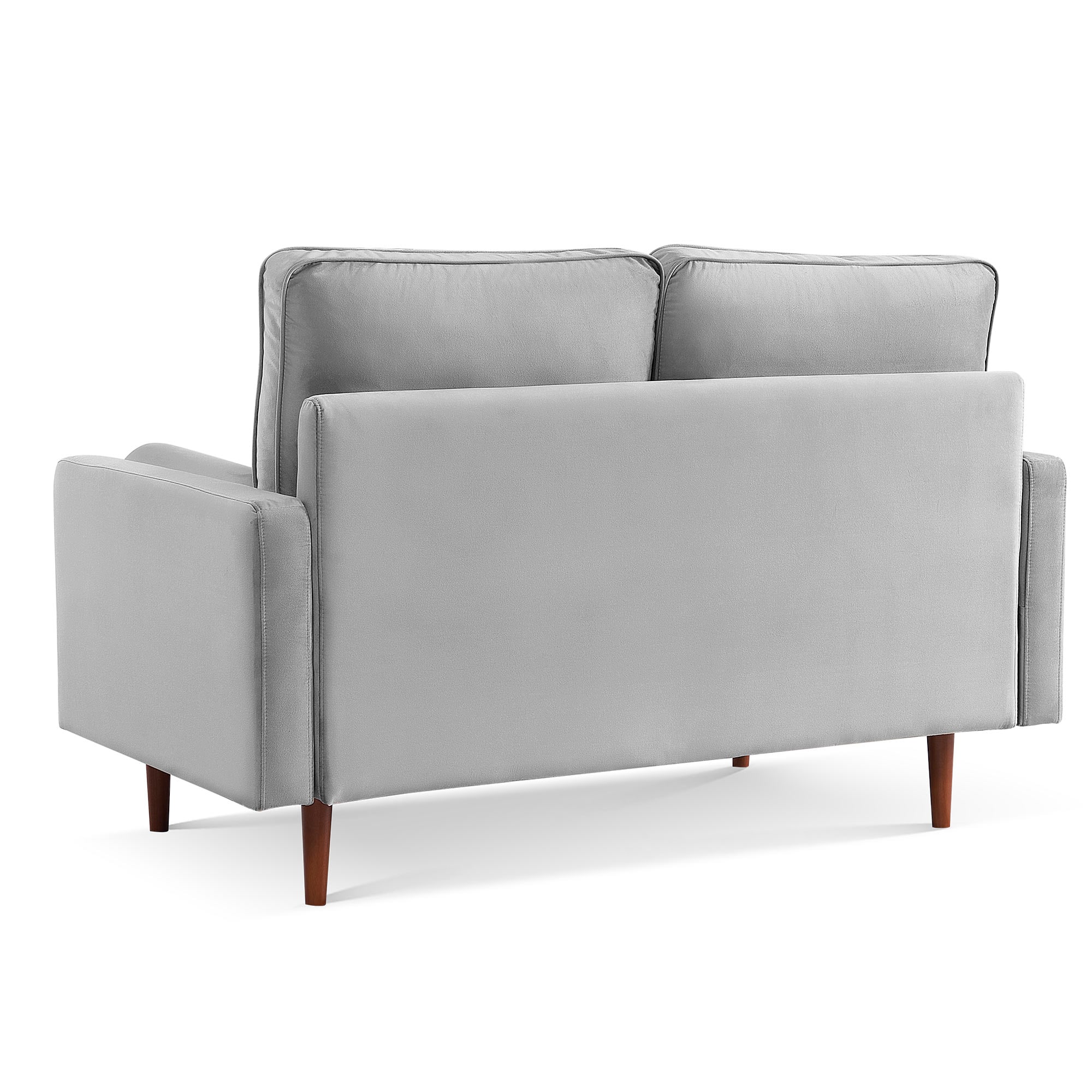 57 Inch Grey Velvet Loveseat with Bolster Pillows