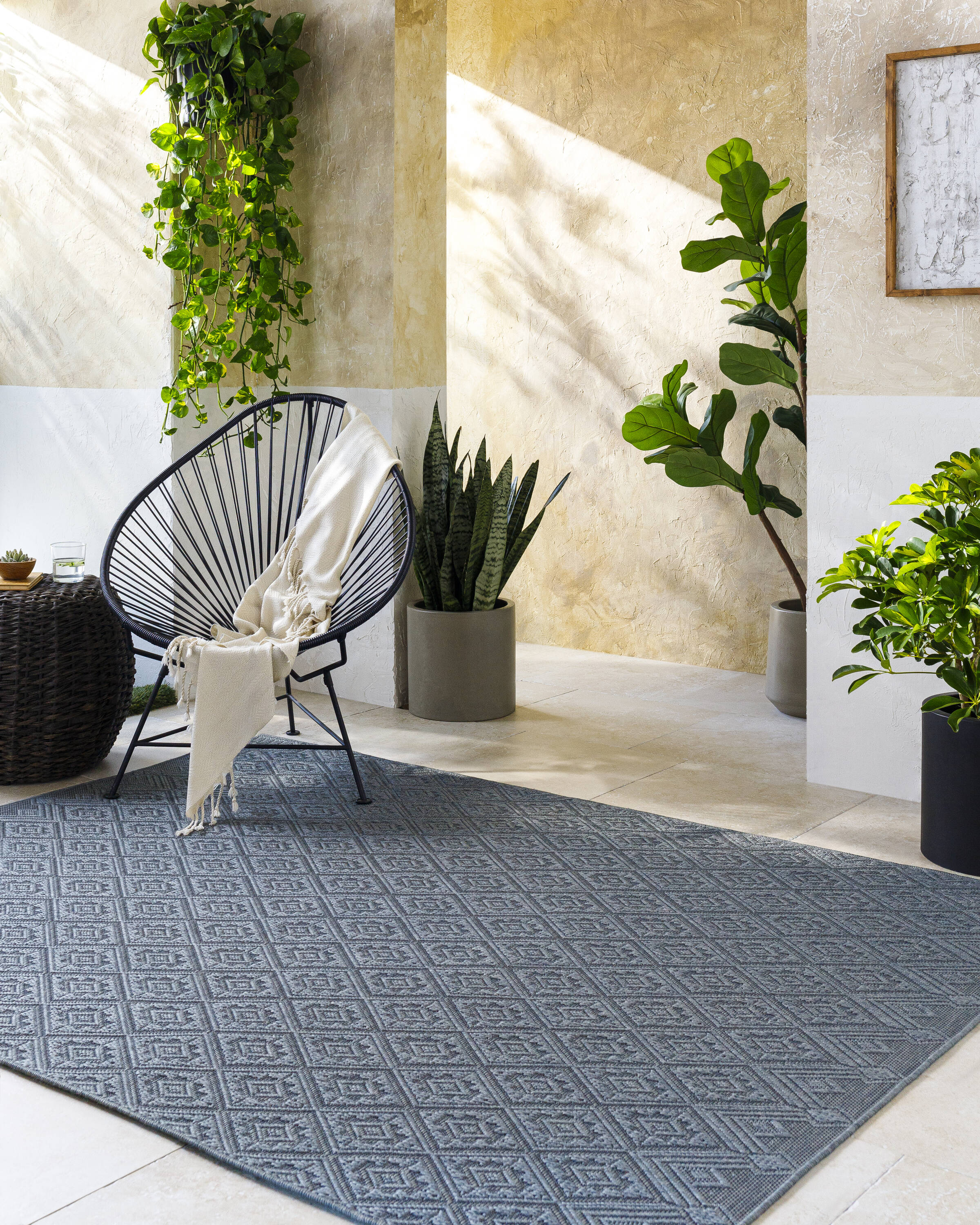 Livabliss SDR2318-537 Sandra 5 x 7 (ft) Polypropylene Nickel Rectangular Indoor/Outdoor Geometric Farmhouse/Cottage Area rug