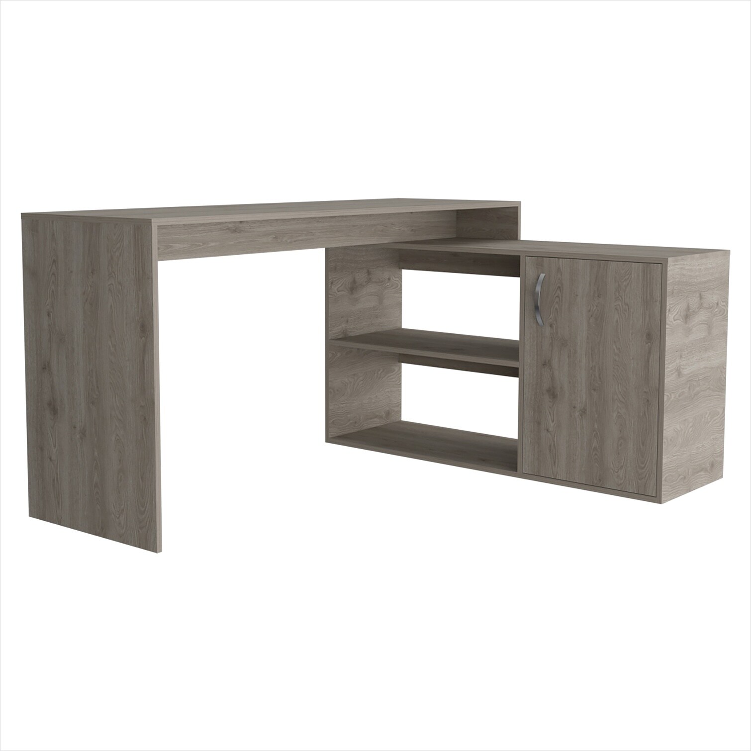 Naturefalls L-Shaped Computer Desk with Storage Cabinet Gray-Toned 59. ...
