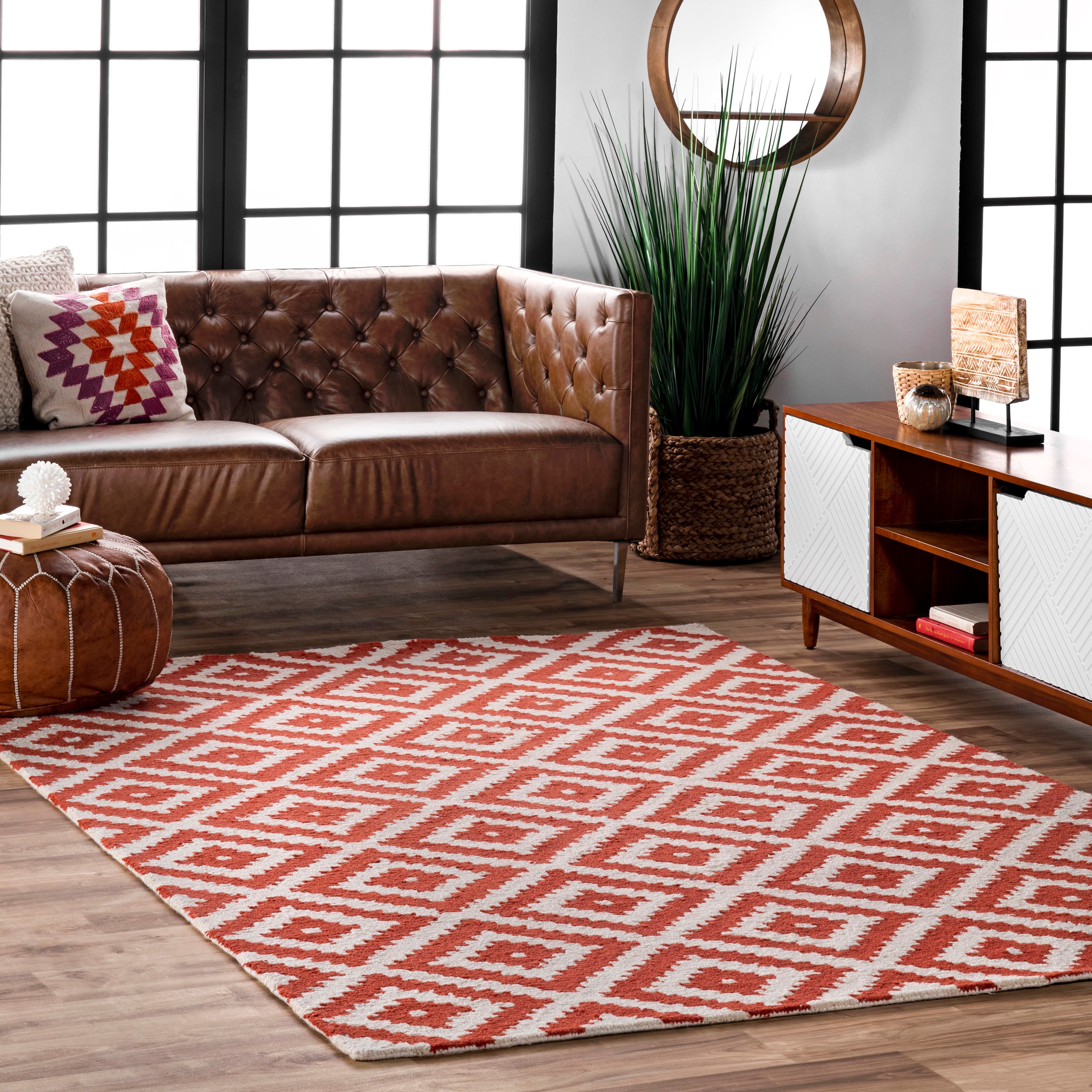 nuLOOM MTVS174G-609 Kellee 6 x 9 (ft) Tufted Wool Rust Rectangular Indoor Geometric Area rug