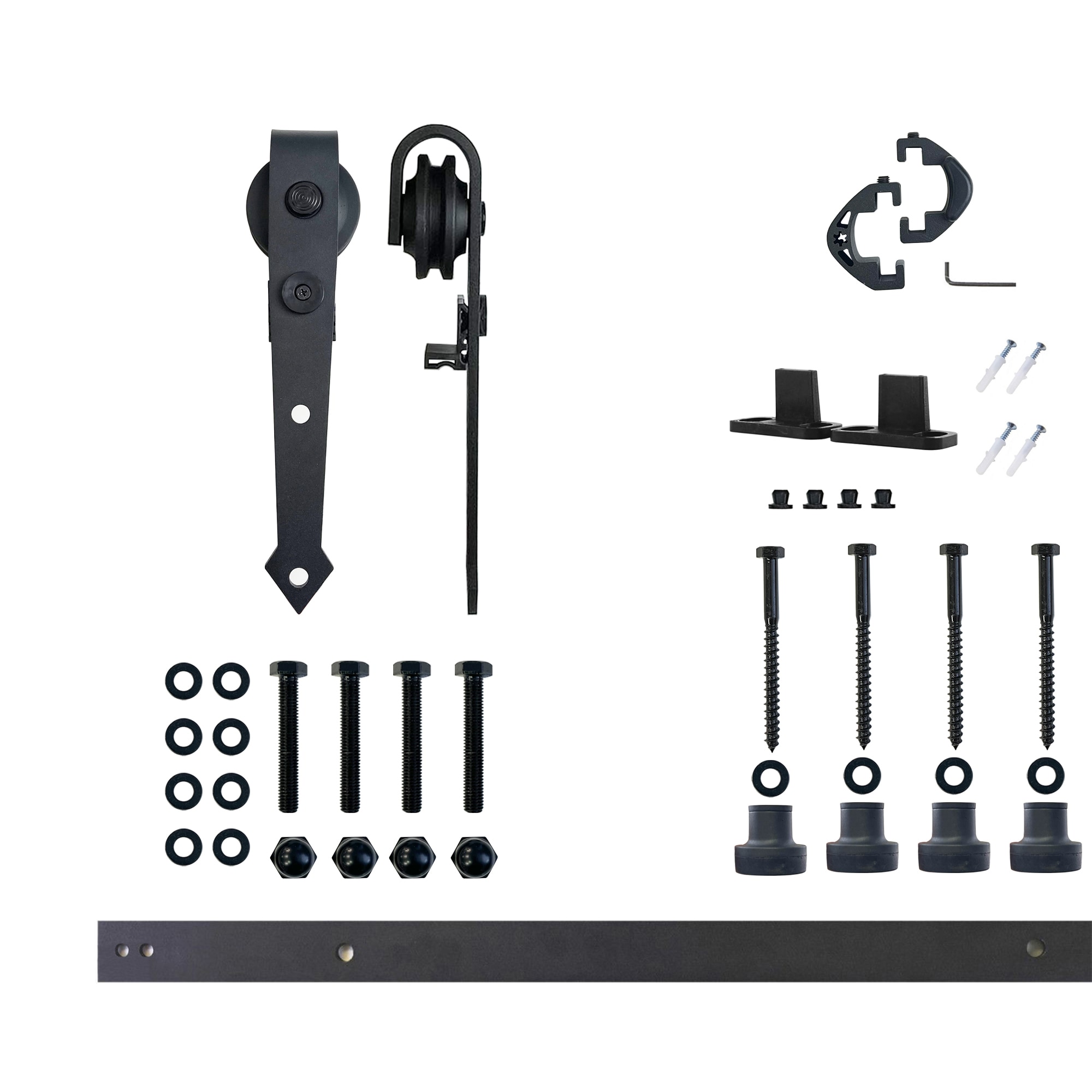 HOMACER JT1TGH066C 66-in Rustic black Black Indoor Arrow Single Barn door hardware kit