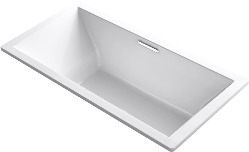 KOHLER Underscore 36-in x 72-in White Acrylic Drop-In Soaking Bathtub  (Center Drain)