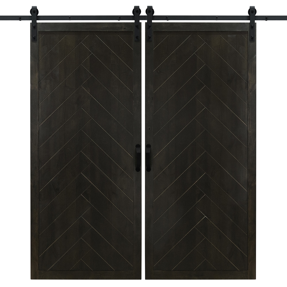 Dogberry DHERR36NGHTNONEDBHD 36-in x 84-in Midnight Black Knotty alder Wood Solid core Double Barn Door (Hardware Included)
