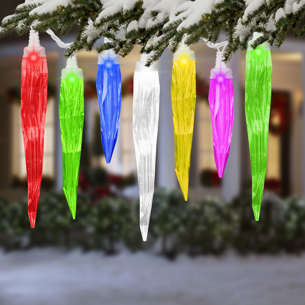 GEMMY LIGHTSHOW SYNCHRO LIGHTS 12 LED ICICLE on sale Set WHITE CHRISTMAS TESTED- 4