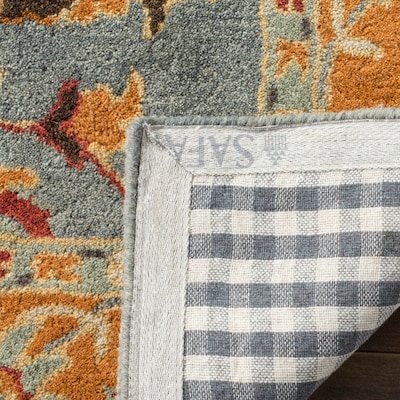Safavieh Heritage Hugli 2 x 8 Blue/Orange Indoor Floral/Botanical Oriental Handcrafted Runner Safavieh Heritage Hugli 2 x 8 Blue/Orange Indoor Floral/Botanical Oriental Handcrafted Runner