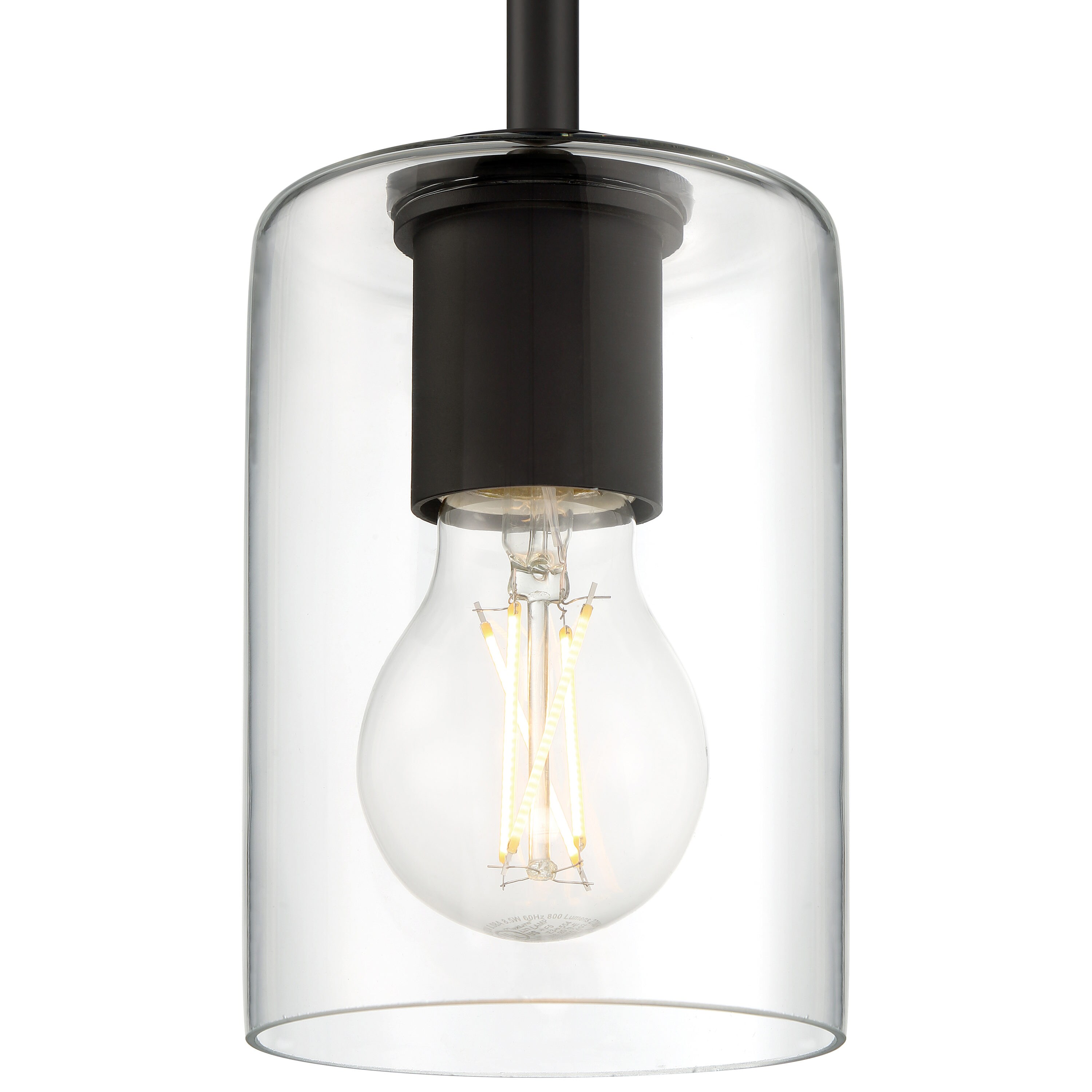 Matte Black Mini Globe LED Pendant Light with Clear Glass