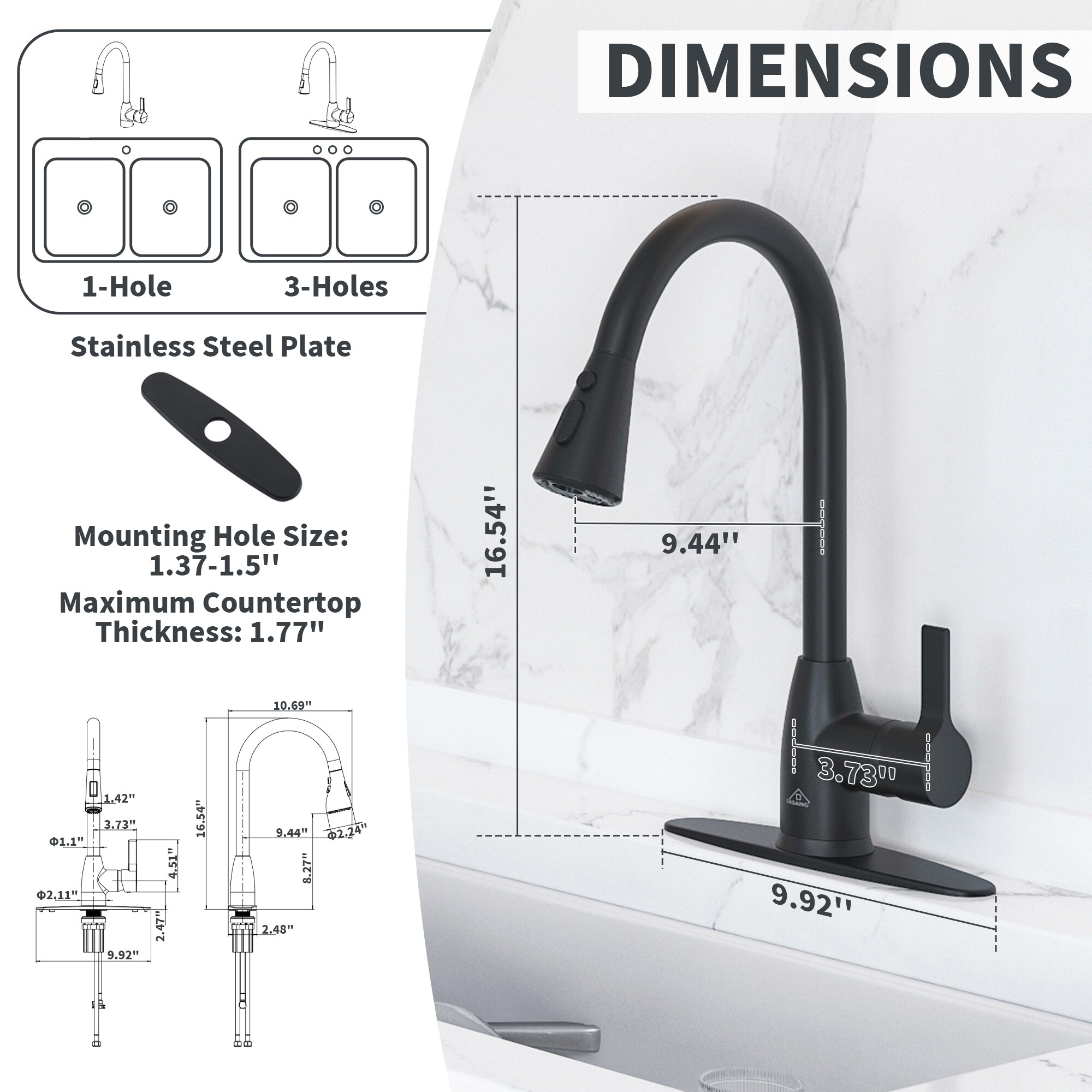 CASAINC CA-D0675-BG Kitchen-Faucets - View #4