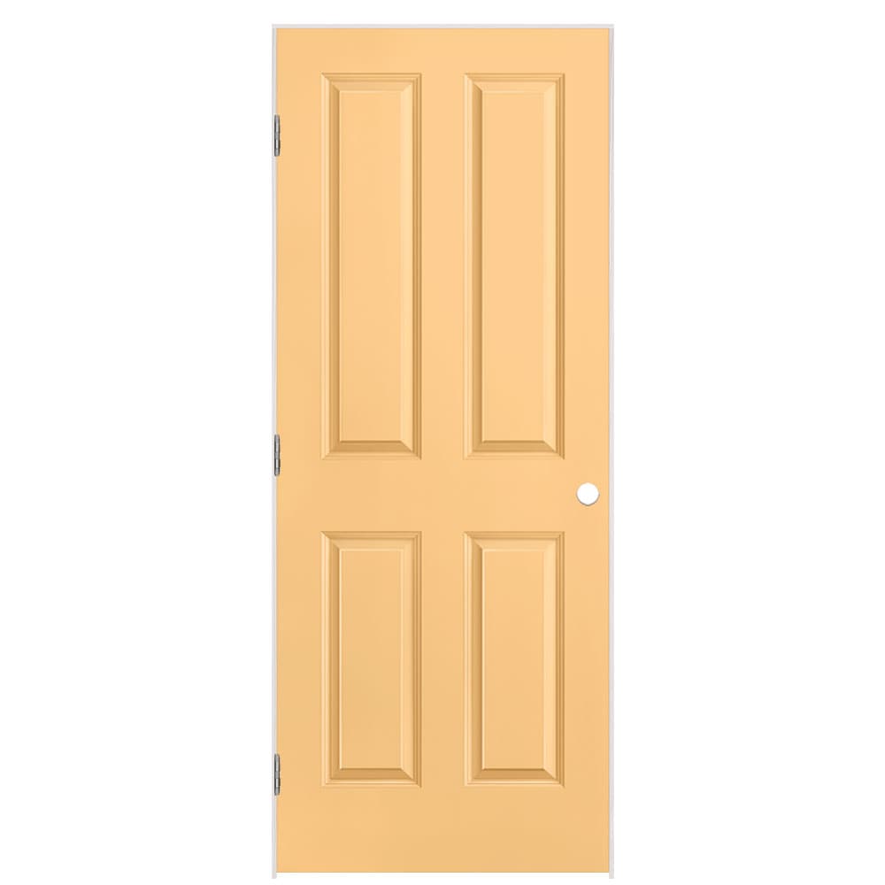 Masonite 1316544 32-in x 80-in Marigold Solid core 4 panel square Right hand Smooth Prefinished Molded composite Flat Jamb Single Prehung Interior Door