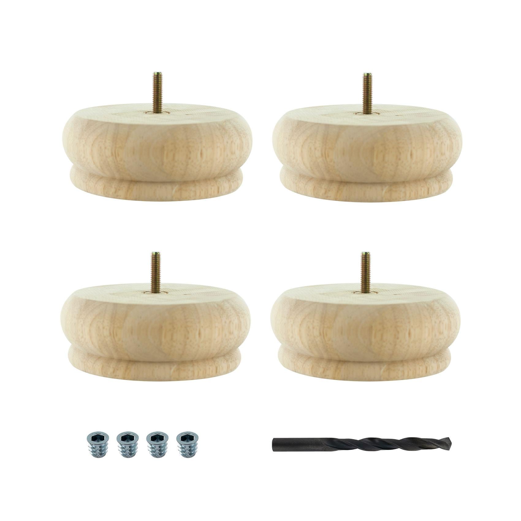 Architectural Products by Outwater 3P5.11.00022 5.5-in x 2-in Bun feet Rubberwood Sofa leg 4 Pack
