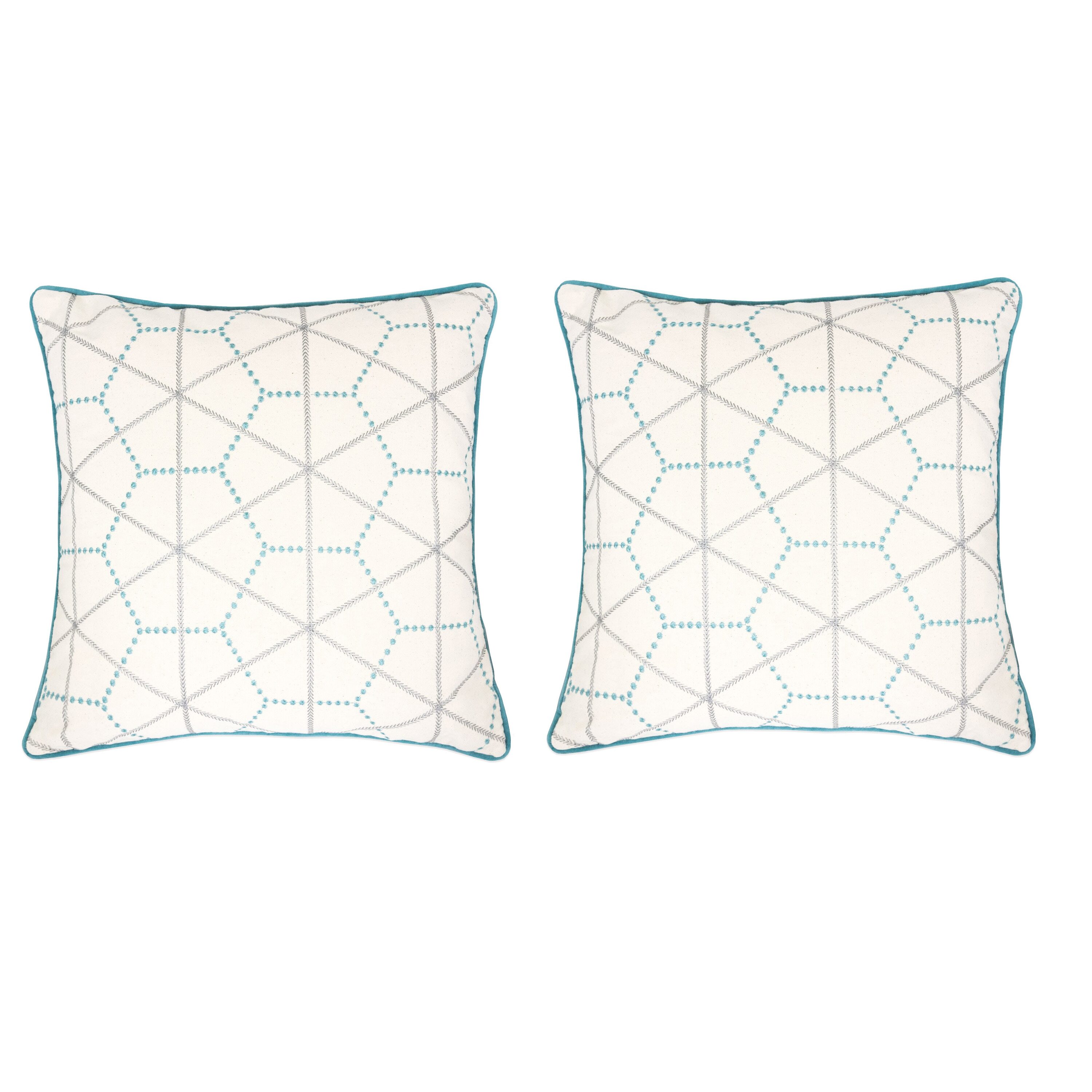 LuXeo 2 -Piece 20-in x 20-in Turquoise Square Indoor Decorative Pillow