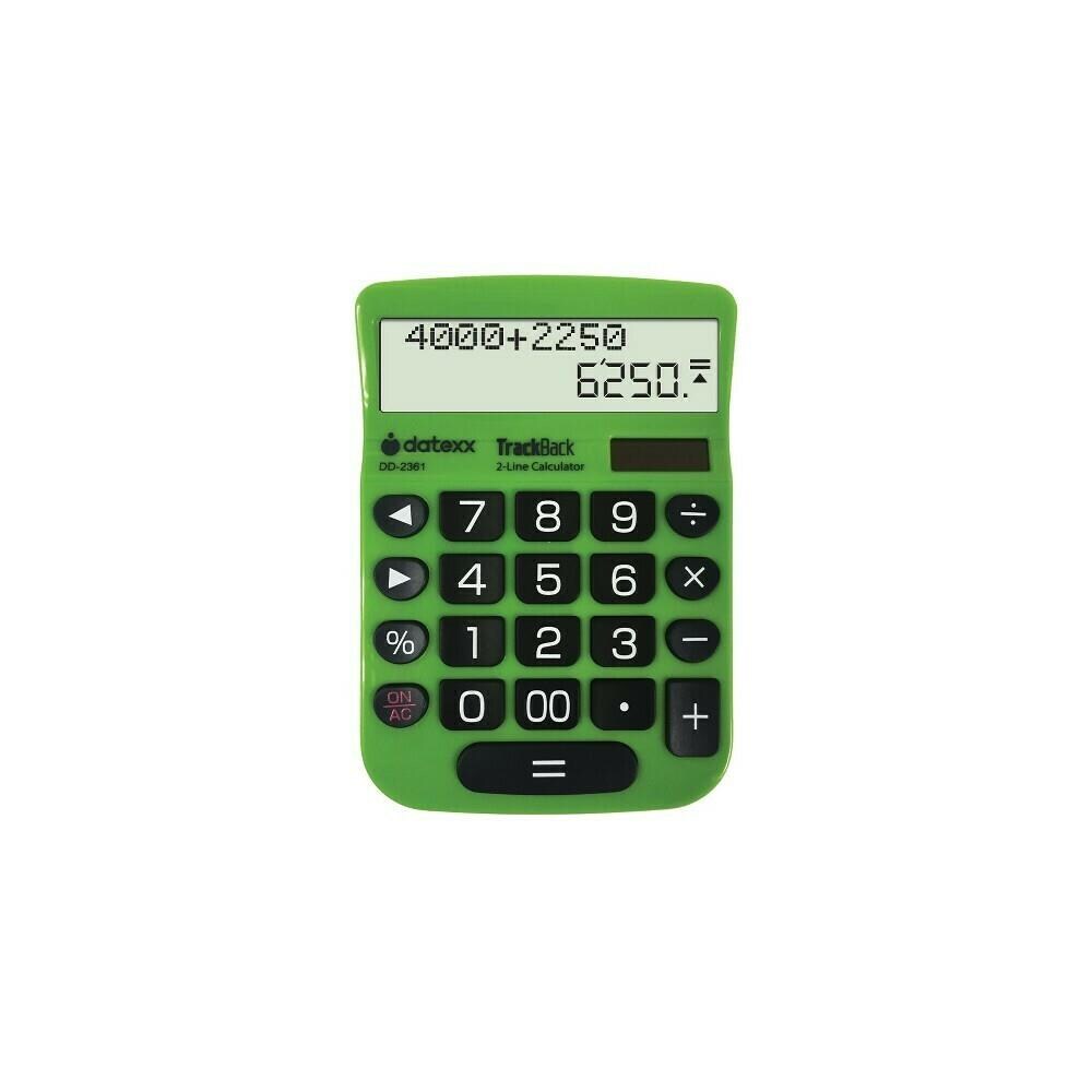  ESSEN20759 Teledex DTXDD2361 2 Line Trackback Desktop Calculator, Green
