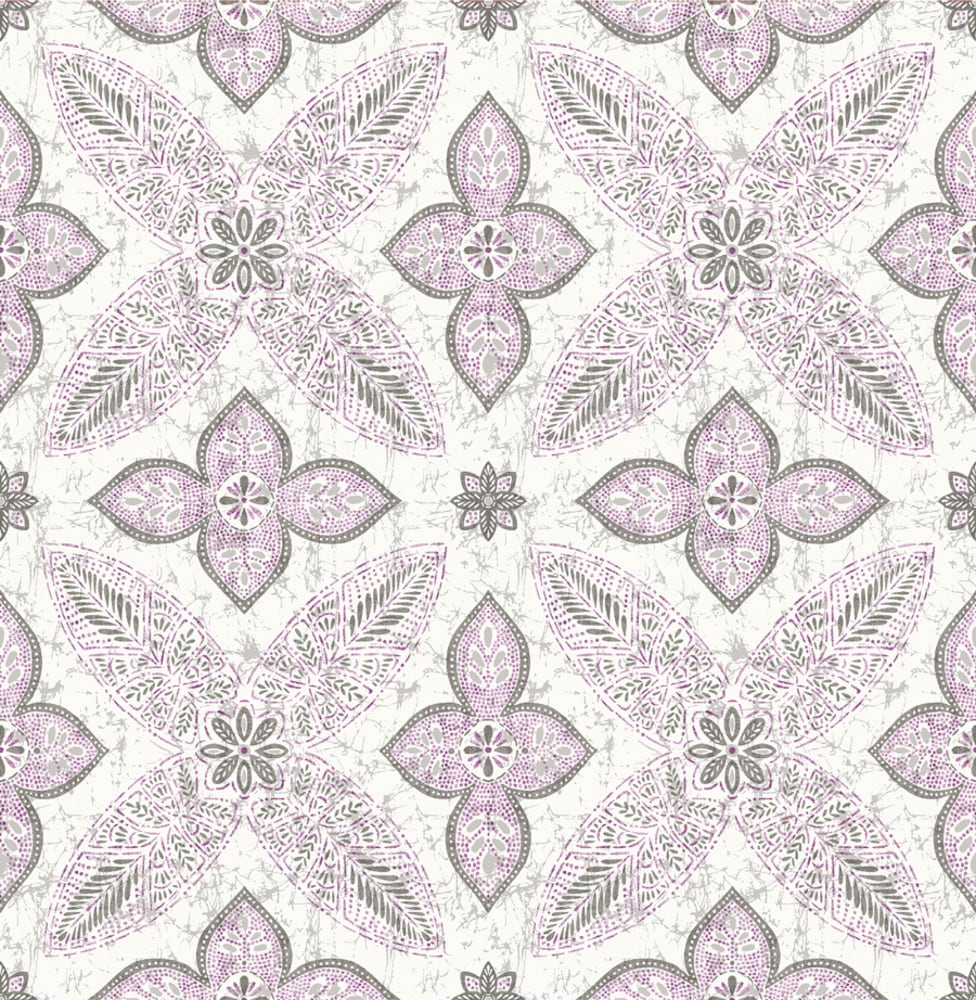 A-Street Prints 1014-001827 Kismet 56.0-Sq. Feet Violet Non-woven Floral Unpasted Wallpaper