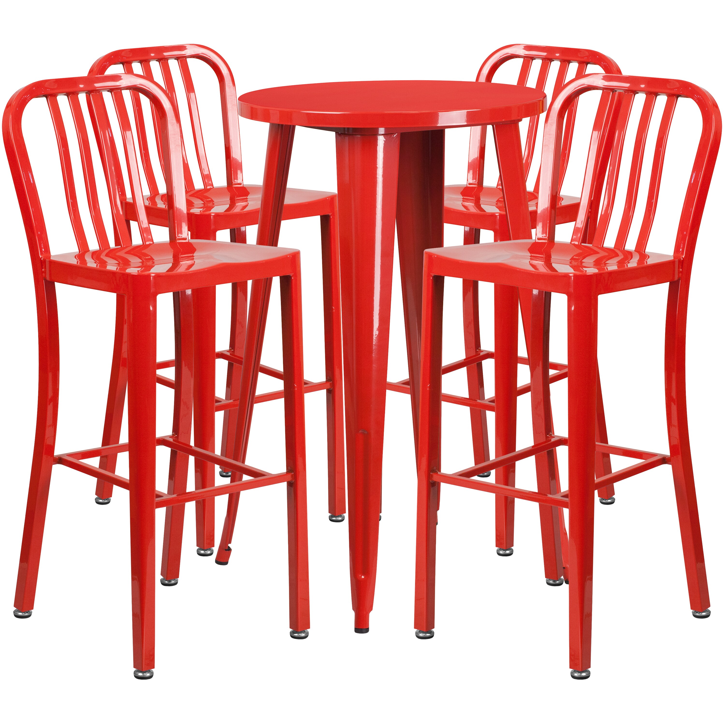 Flash Furniture 889142081494 Red Contemporary/Modern Dining Room Set with Round Table (Seats 4)