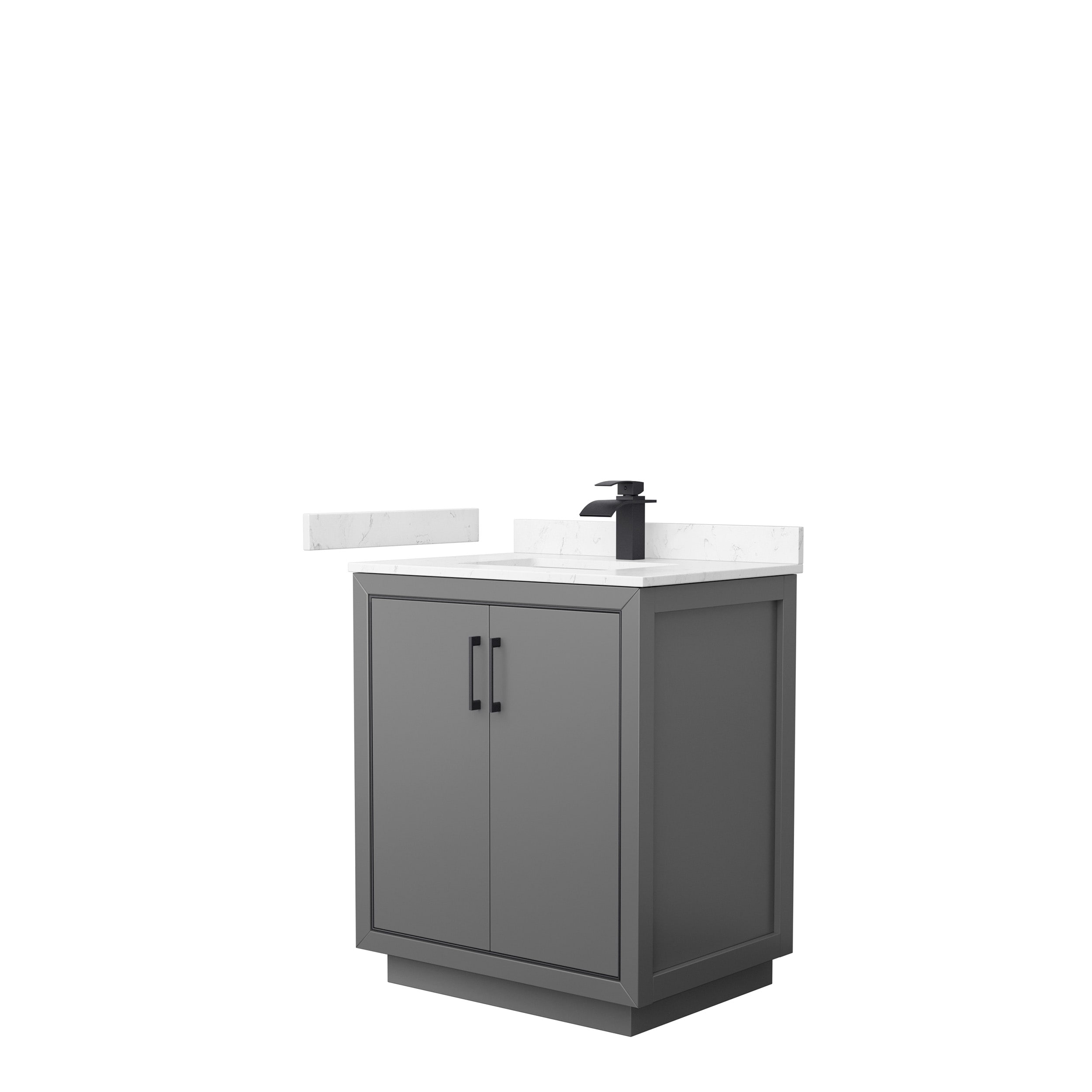 Wyndham Collection WCF111130SGBC2UNSMXX Icon 30-in Dark Gray with Matte Black Trim Undermount Single sink Bathroom Vanity with Carrara cultured marble Cultured marble Top