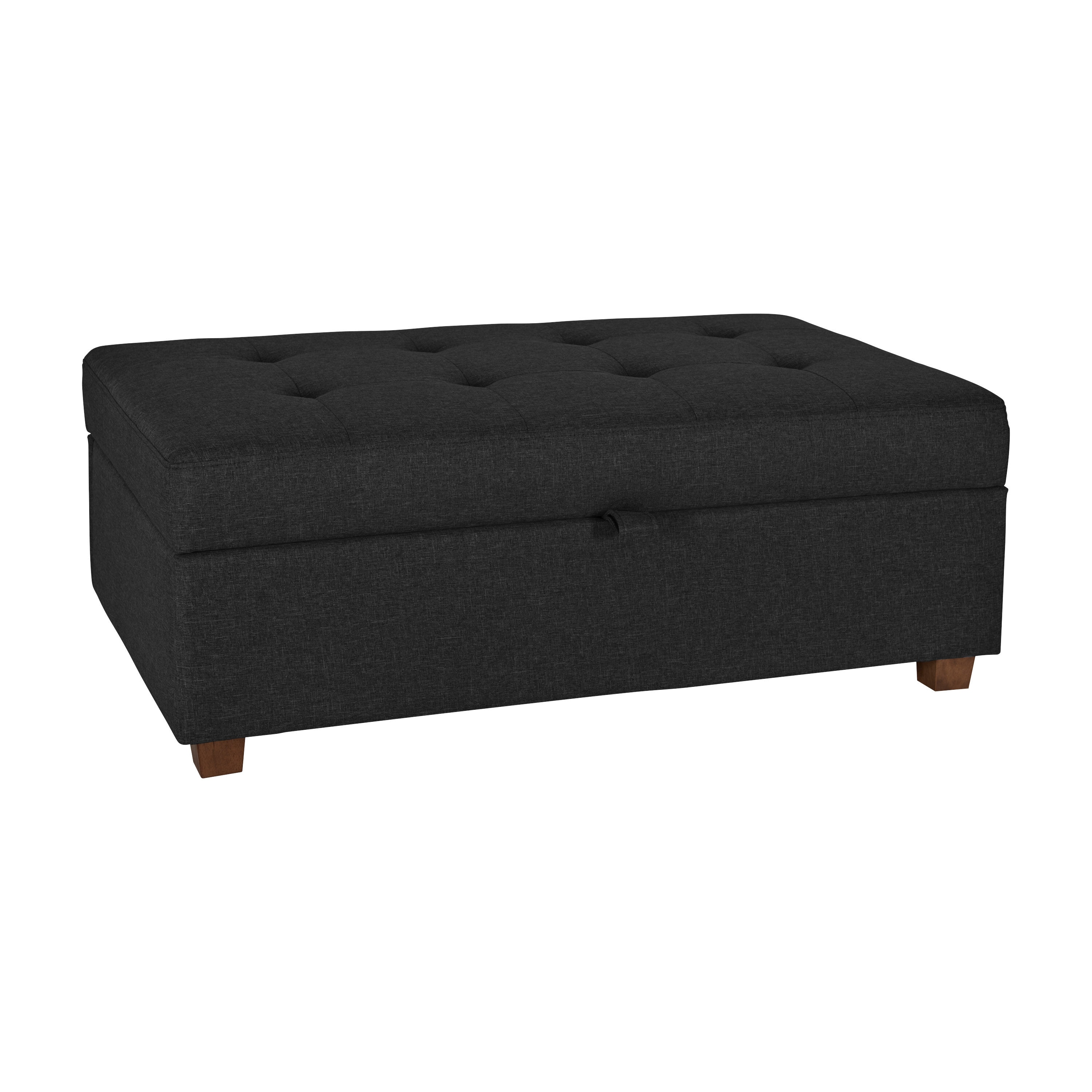 Porch & den Meadow Modern Small Black Faux Leather Ottoman / Footrest Stool