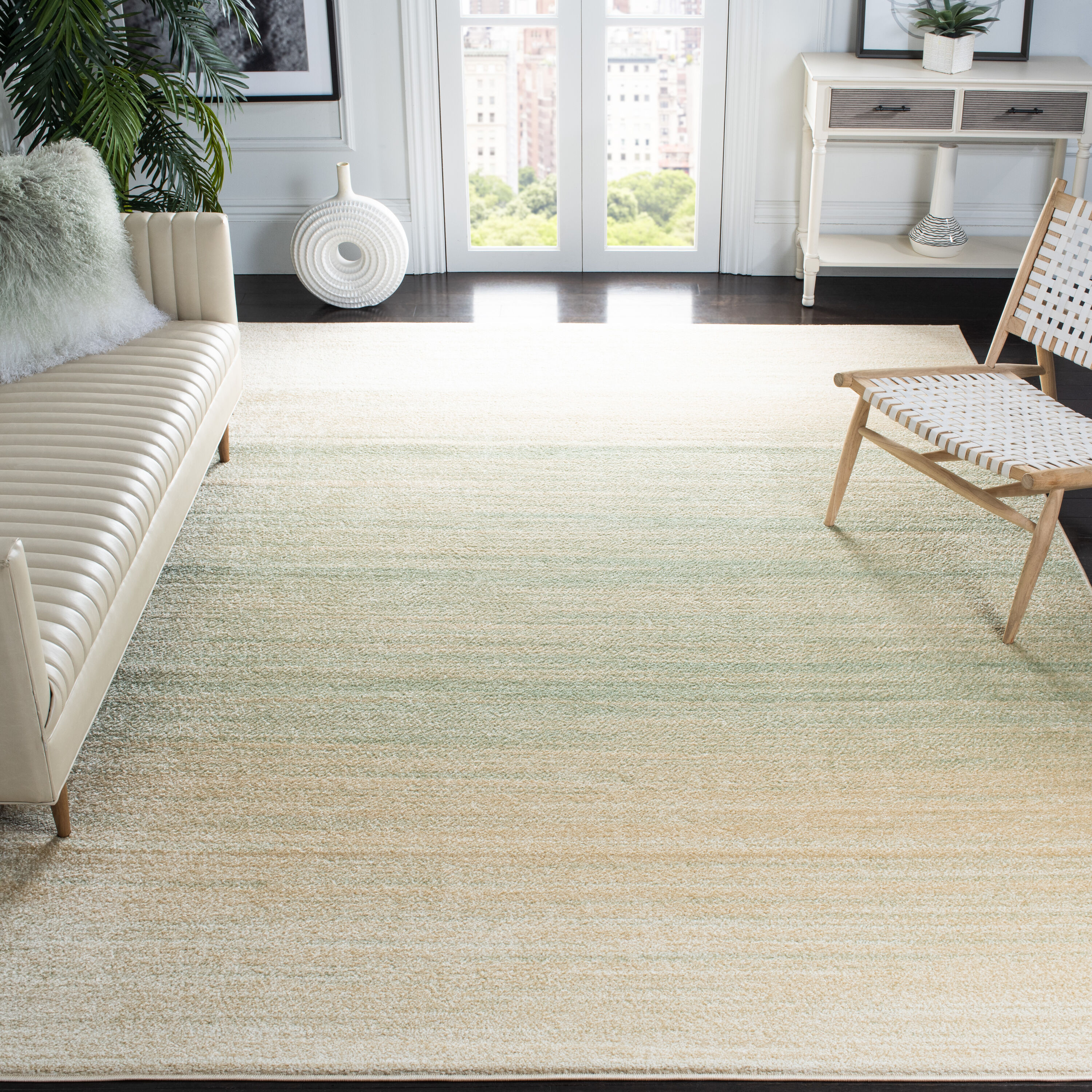 Adirondack 142Y Green Ivory 9ft x 12ft Large Rectangle Rug